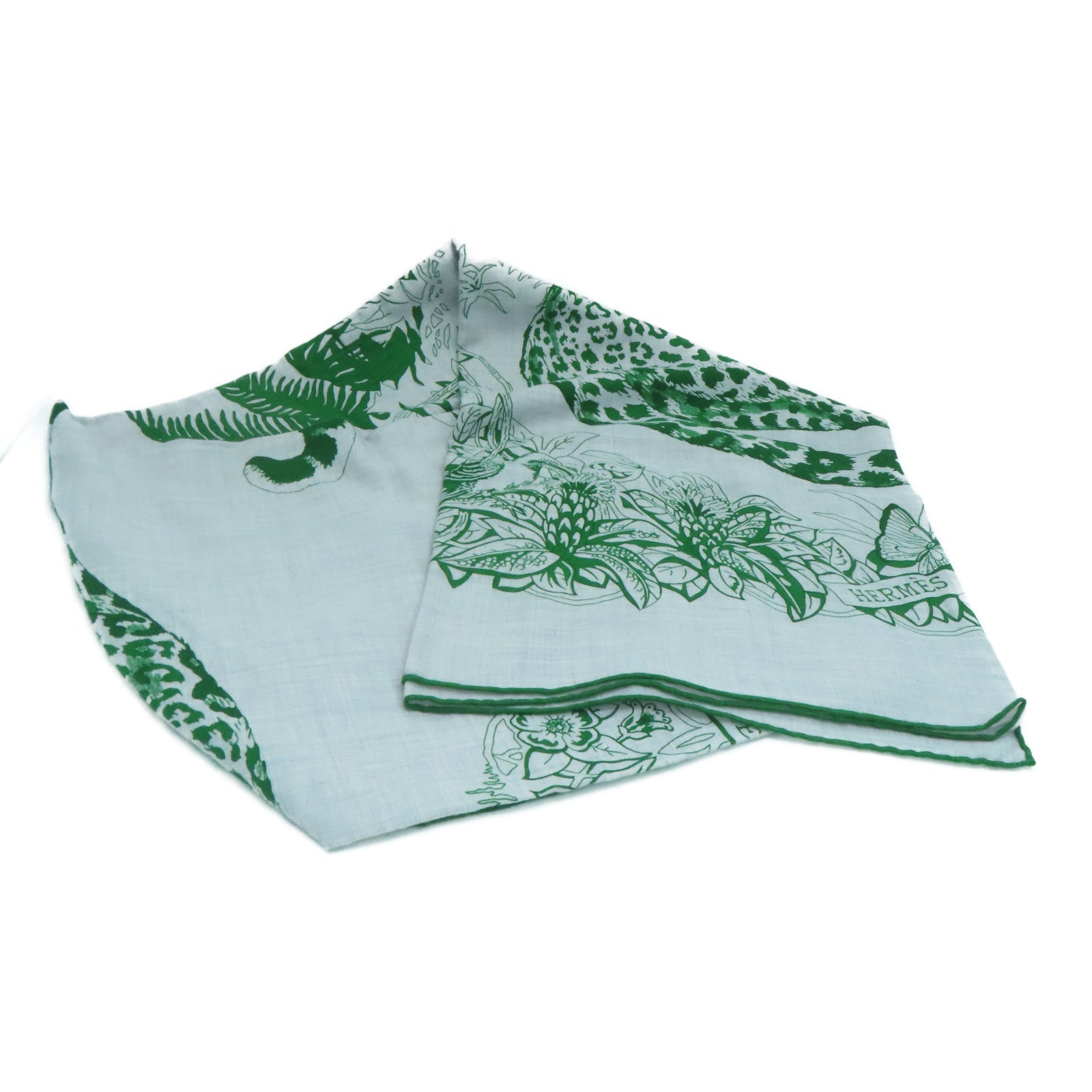 HERMES Cashmere/Silk Scarf Gray/Green