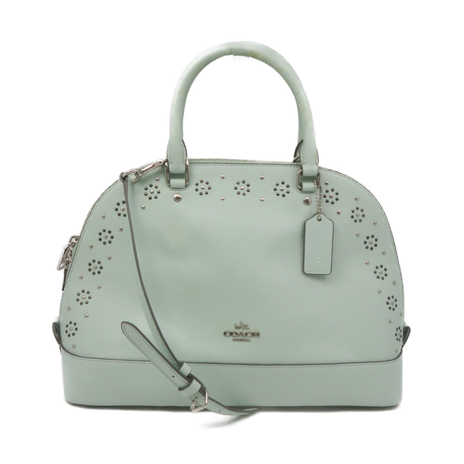 COACH 牛皮皮革2Way Shoulder Bag手挽肩背兩用袋湖綠色