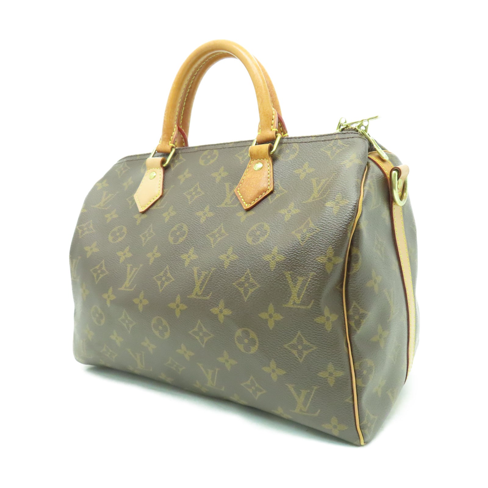 LOUIS VUITTON Monogram Speedy Bandouliere 30金扣手挽肩背兩用袋棕色