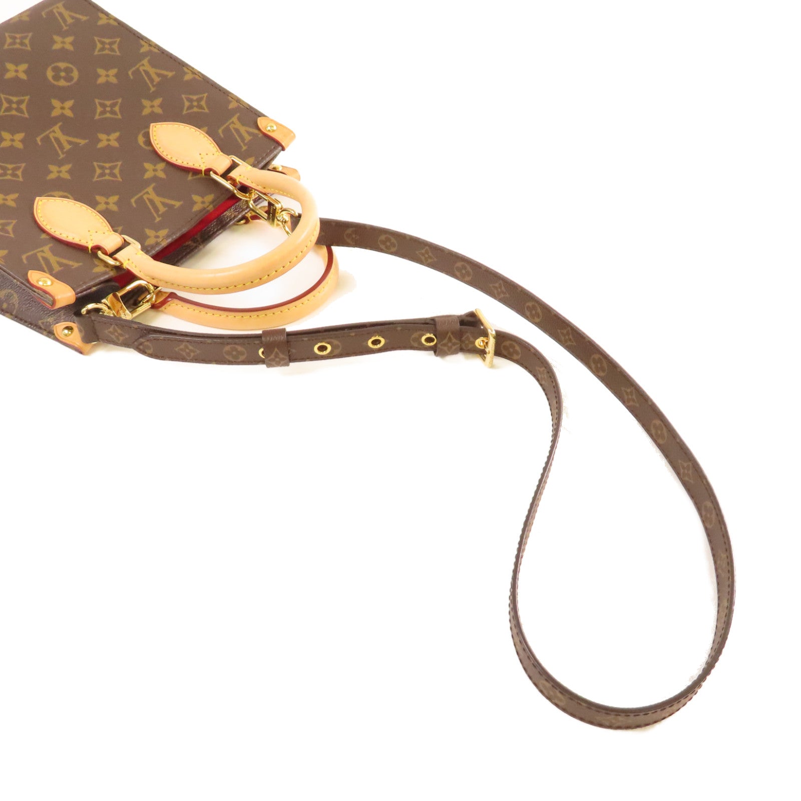 LOUIS VUITTON Monogram Sac Plat BB 2Way Shoulder Bag金扣手挽肩背兩用袋啡色