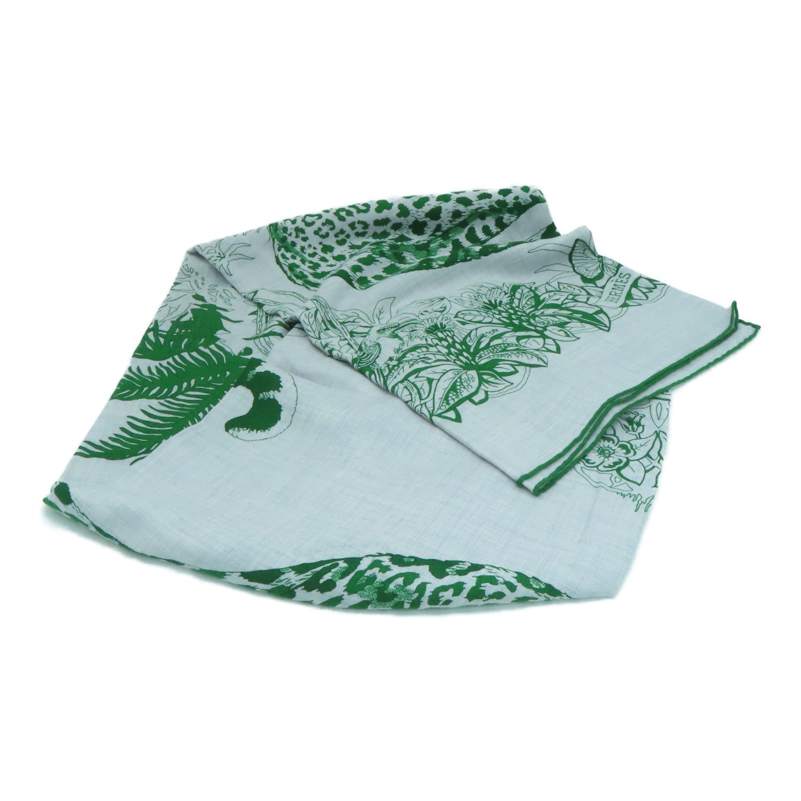 HERMES Cashmere/Silk Scarf Gray/Green