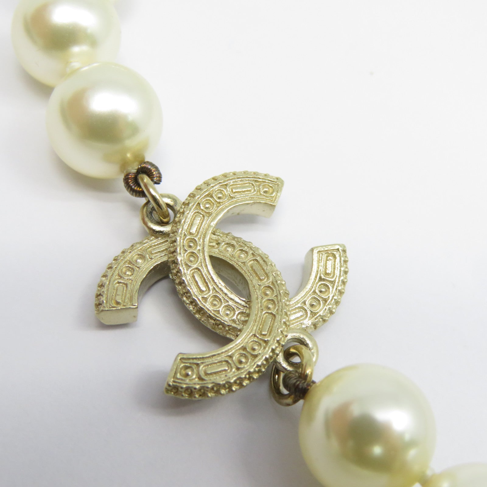 CHANEL 金屬/仿珍珠Necklaces項鍊白色/金色