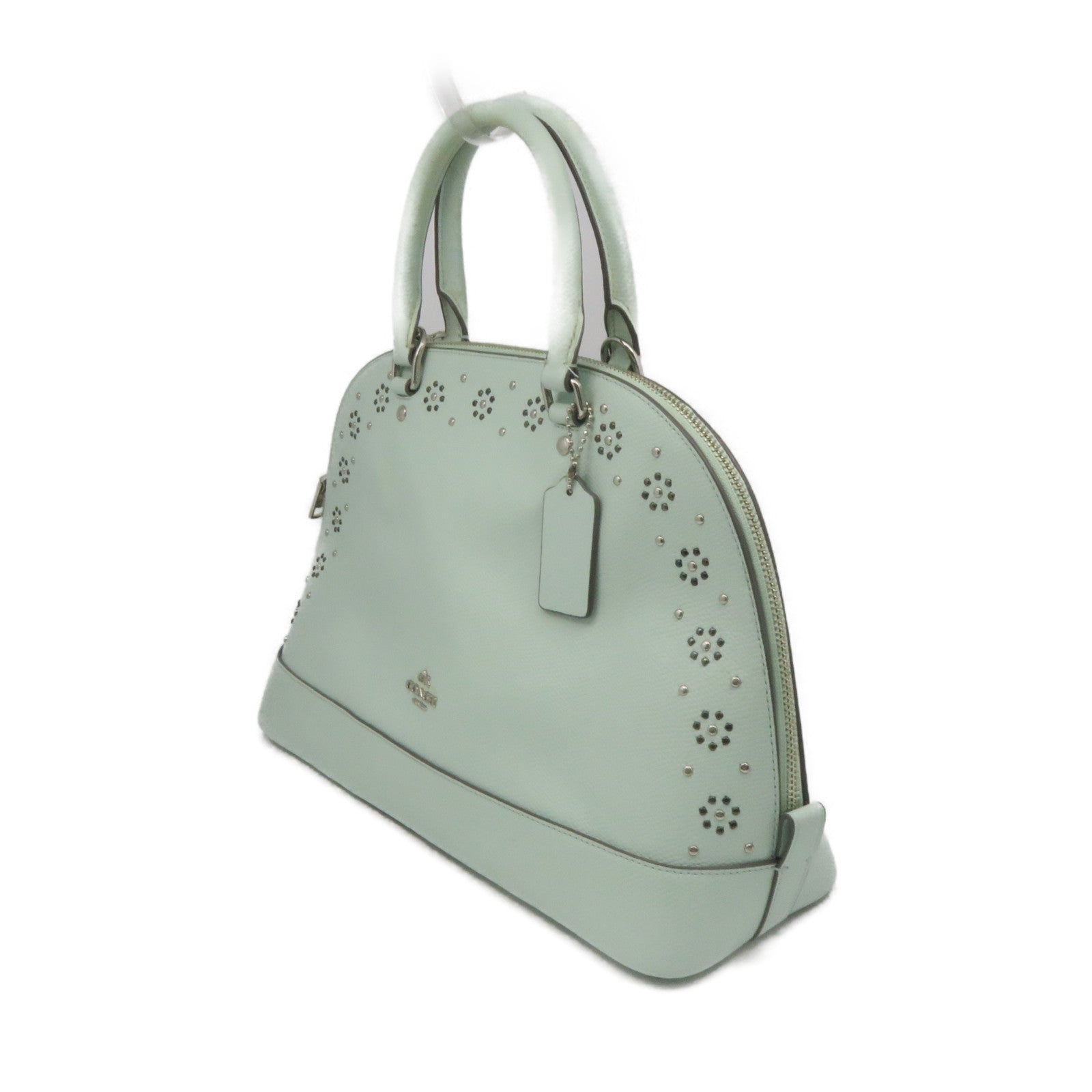 COACH 牛皮皮革2Way Shoulder Bag手挽肩背兩用袋湖綠色