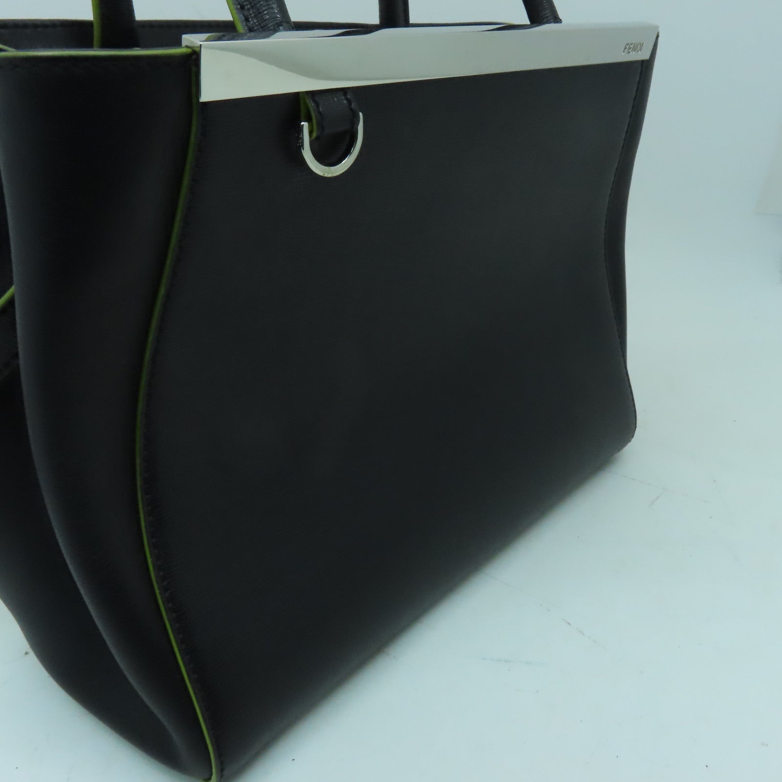 FENDI 牛皮皮革2 Jours銀扣手挽肩背兩用袋黑色