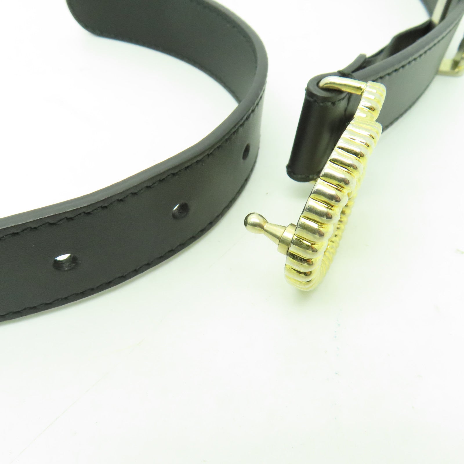 GUCCI 牛皮皮革Belt 85cm金扣皮帶黒色