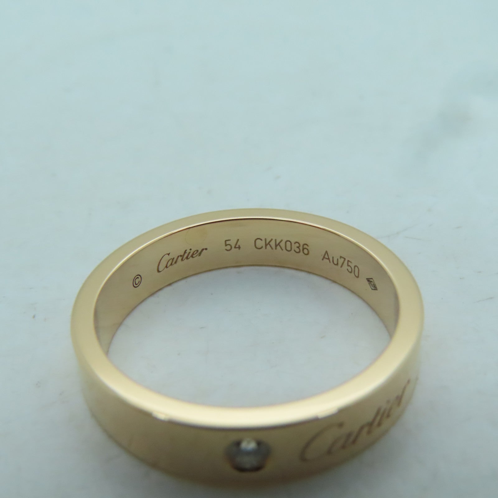 CARTIER 18K Rose Gold C DE Ring 1 Diamond Diamond Ring #54 US#7