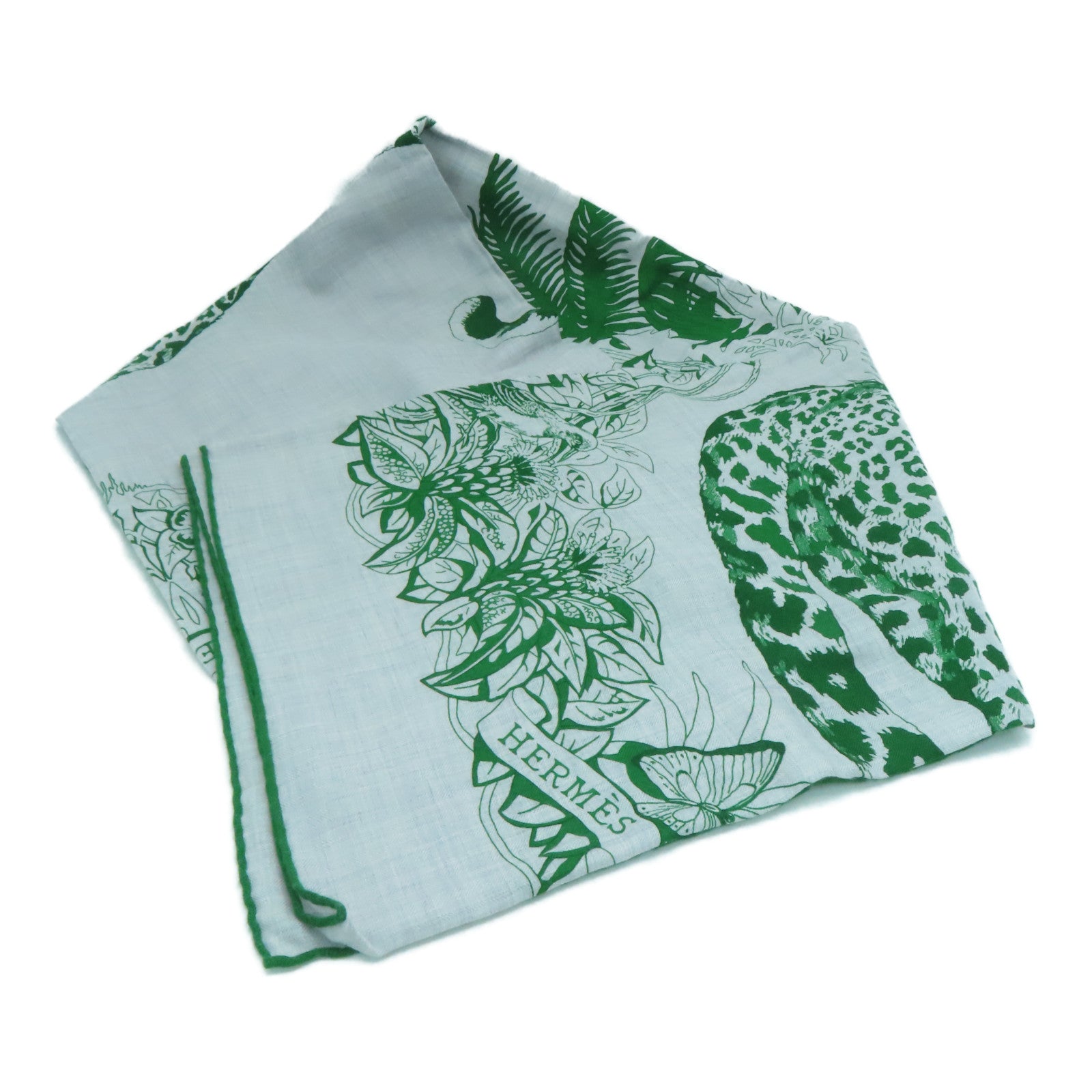HERMES Cashmere/Silk Scarf Gray/Green