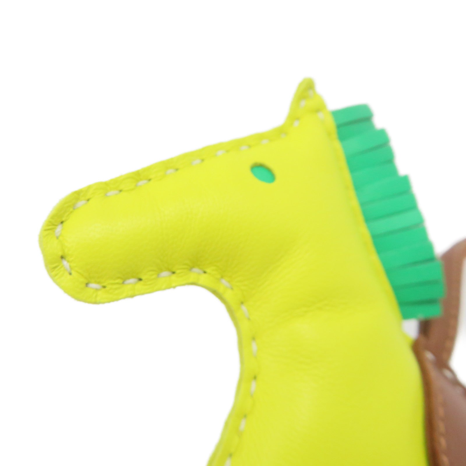 HERMES 牛皮皮革Rodeo Charm掛飾黃色/彩色