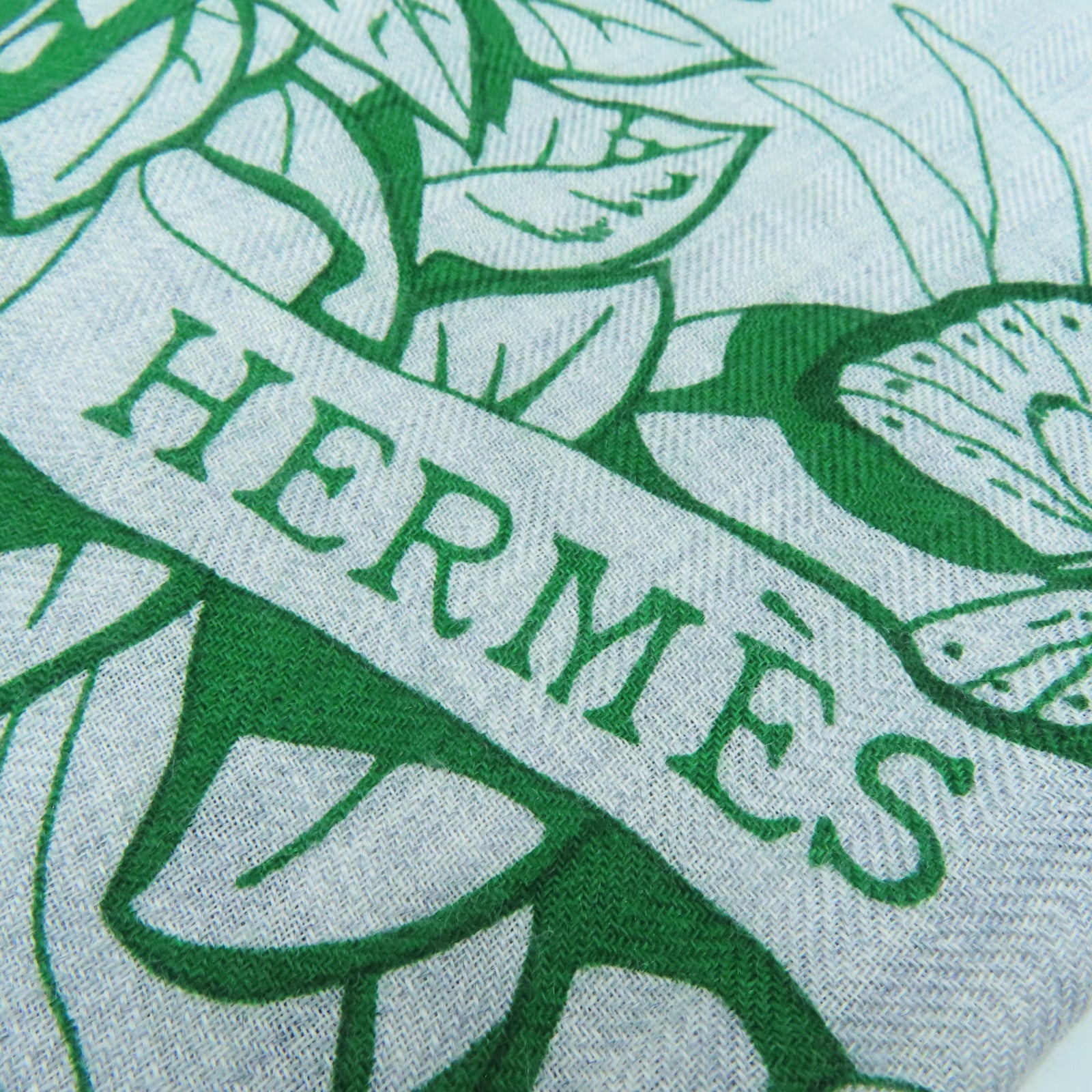 HERMES Cashmere/Silk Scarf Gray/Green