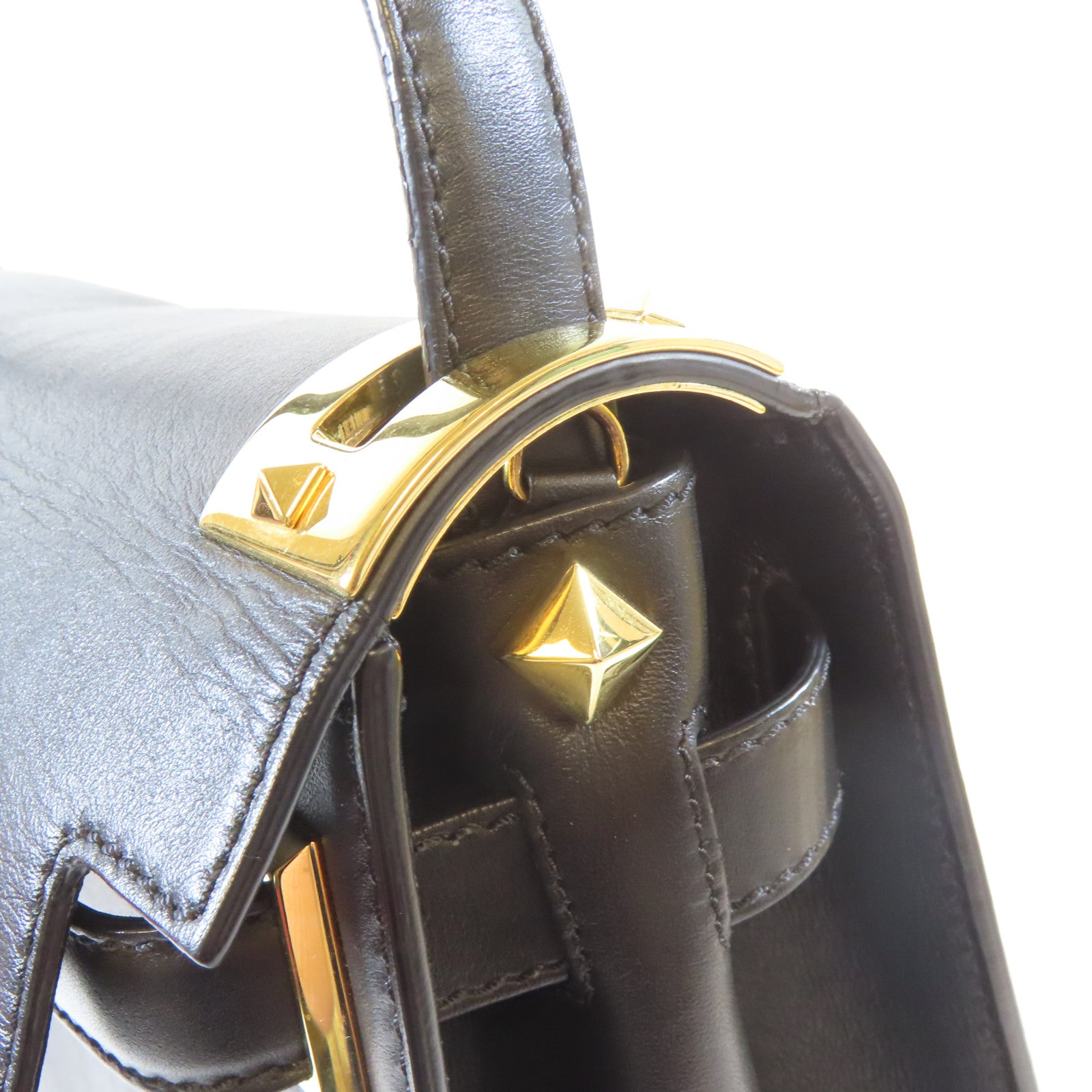 Valentino 牛皮皮革2Way Shoulder金扣手挽肩背兩用袋黑色