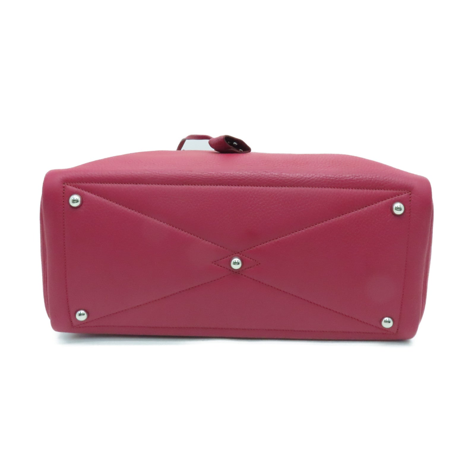 HERMES Clemence皮革Victoria银扣手挽袋Ruby酒红色