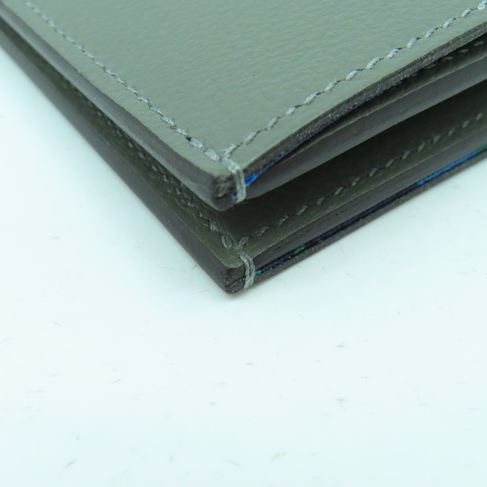 HERMES Evercolor皮革Citizen Twill Compact錢包積雨雲灰色