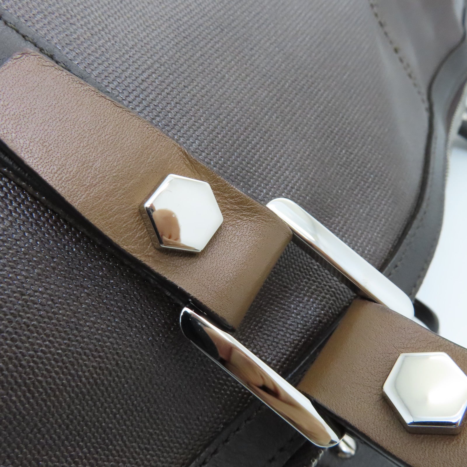 TOD'S Coated Canvas 2 Way Shoulder Silver Buckle Handle Shoulder