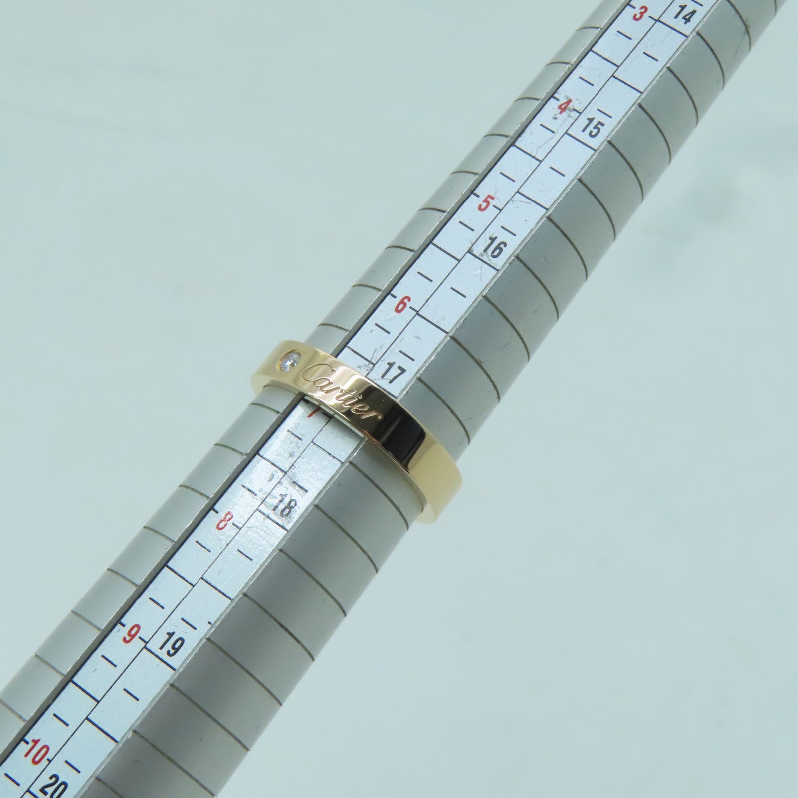 CARTIER 18K Rose Gold C DE Ring 1 Diamond Diamond Ring #54 US#7