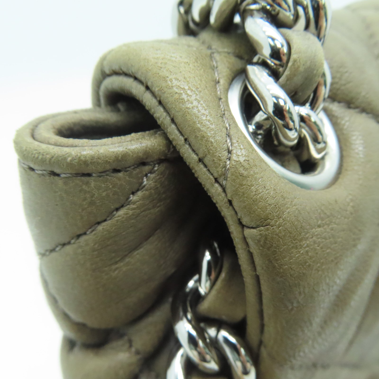 CHANEL 【激減優惠】菱格羊皮皮革Chain Shoulder Bag銀扣肩背袋啡色