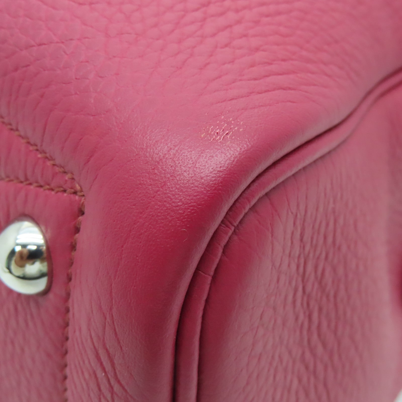 HERMES Clemence皮革Victoria银扣手挽袋Ruby酒红色
