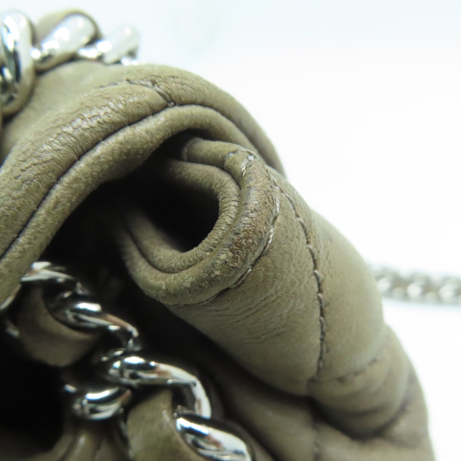 CHANEL 【激減優惠】菱格羊皮皮革Chain Shoulder Bag銀扣肩背袋啡色