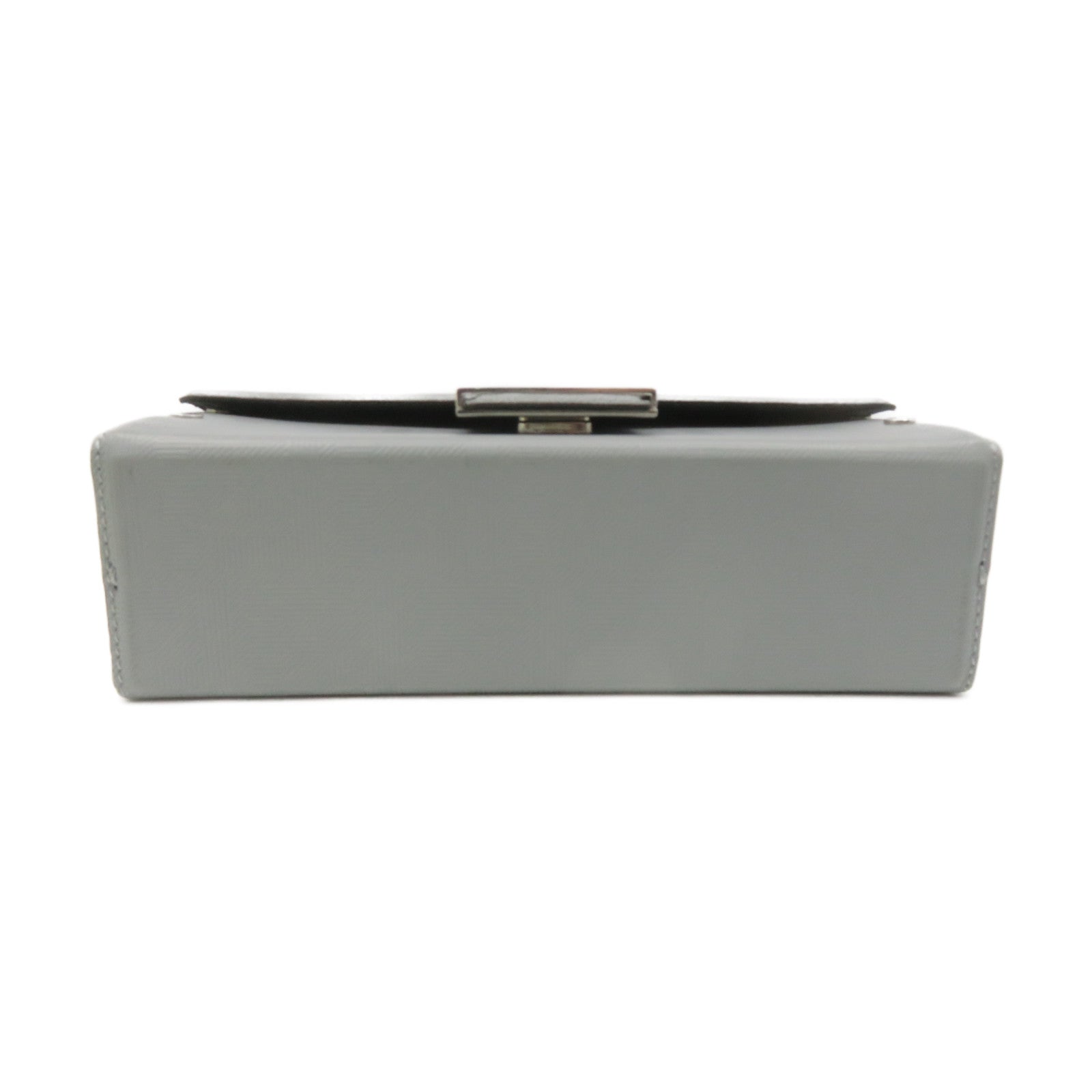 FENDI Cowhide Leather Soft Trunk Baguette 2Way Shoulder Bag Handle Shoulder Bag Gray