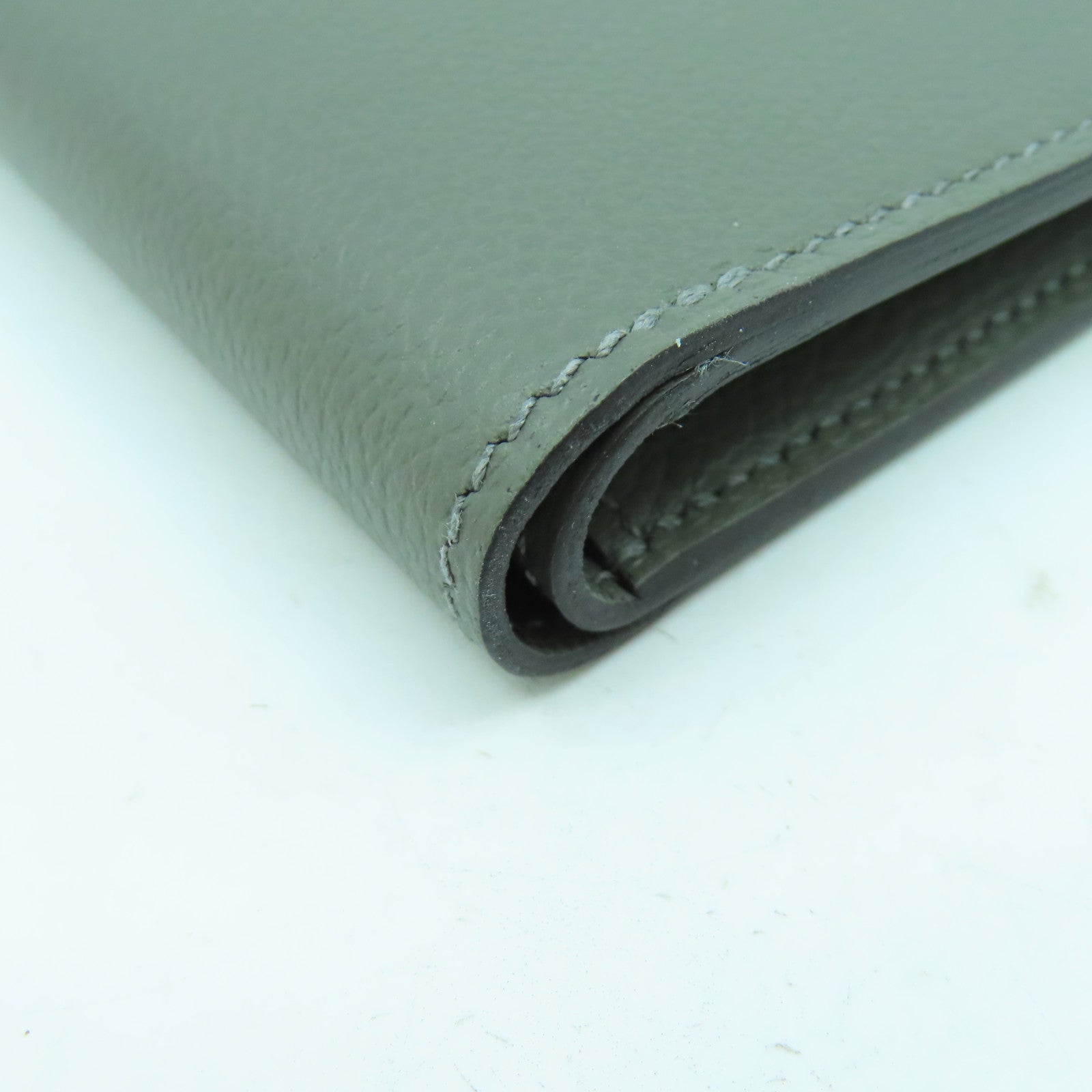 HERMES Evercolor皮革Citizen Twill Compact錢包積雨雲灰色