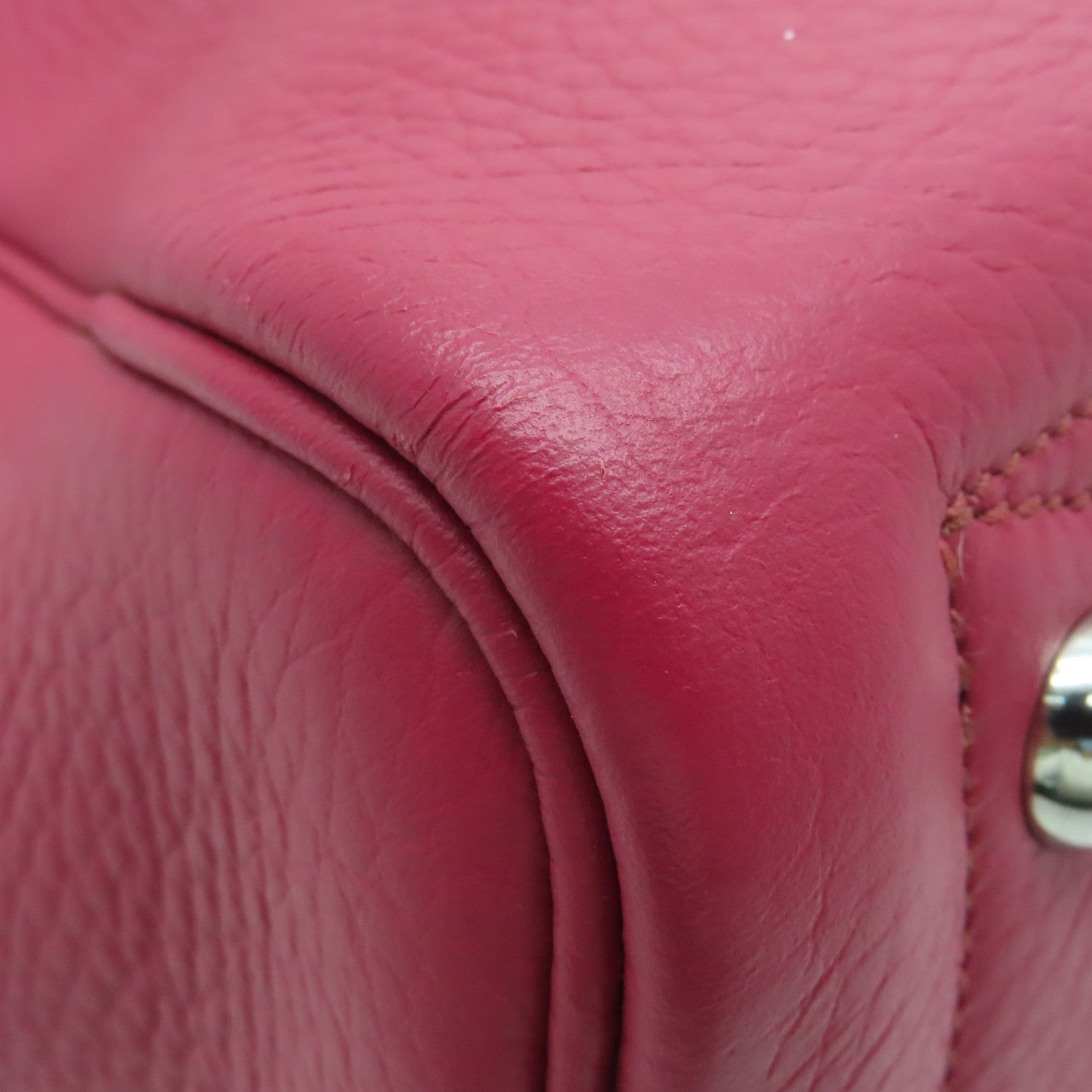 HERMES Clemence皮革Victoria银扣手挽袋Ruby酒红色