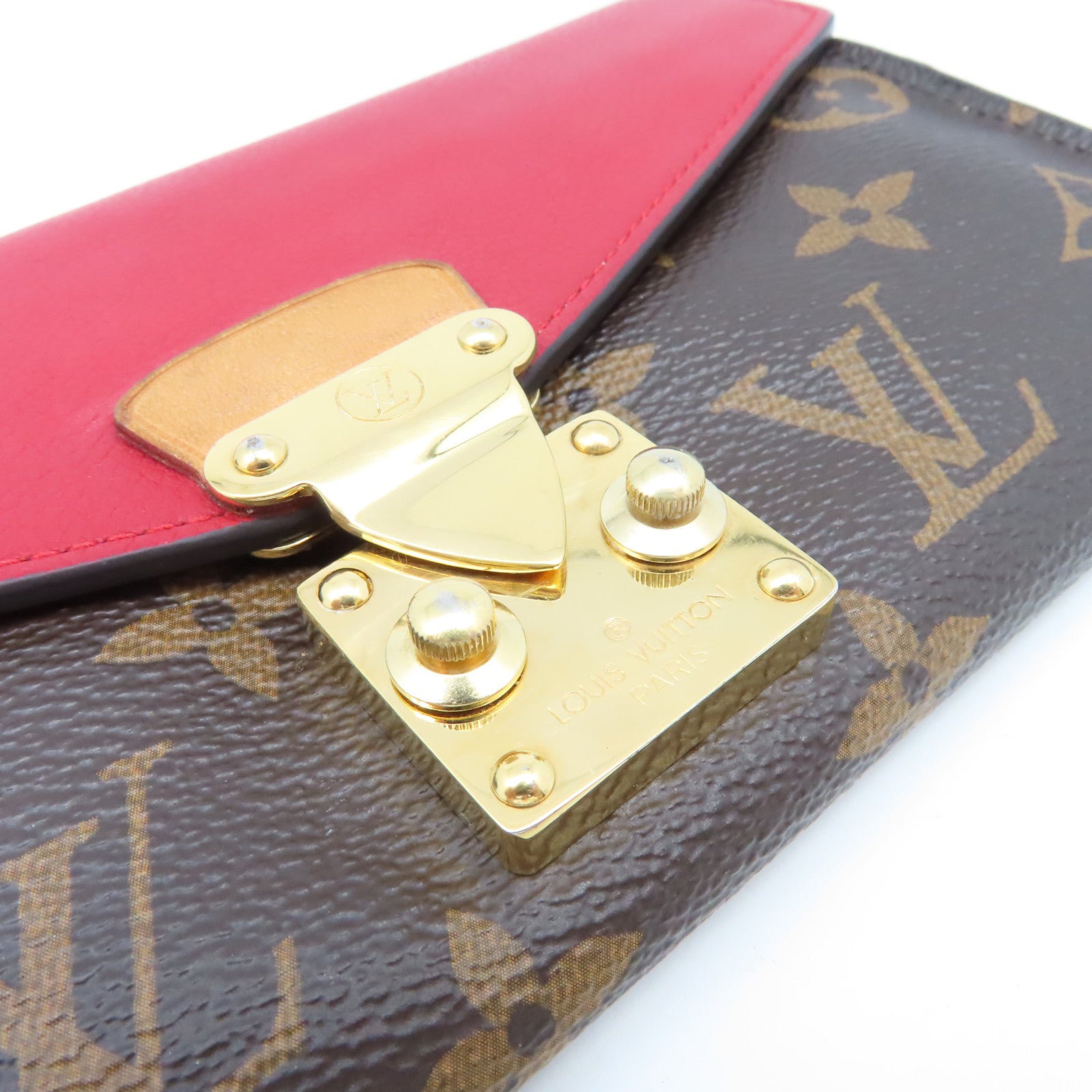 LOUIS VUITTON 【激減優惠】Monogram Pallas Long Wallet金扣長錢包啡色/紅色
