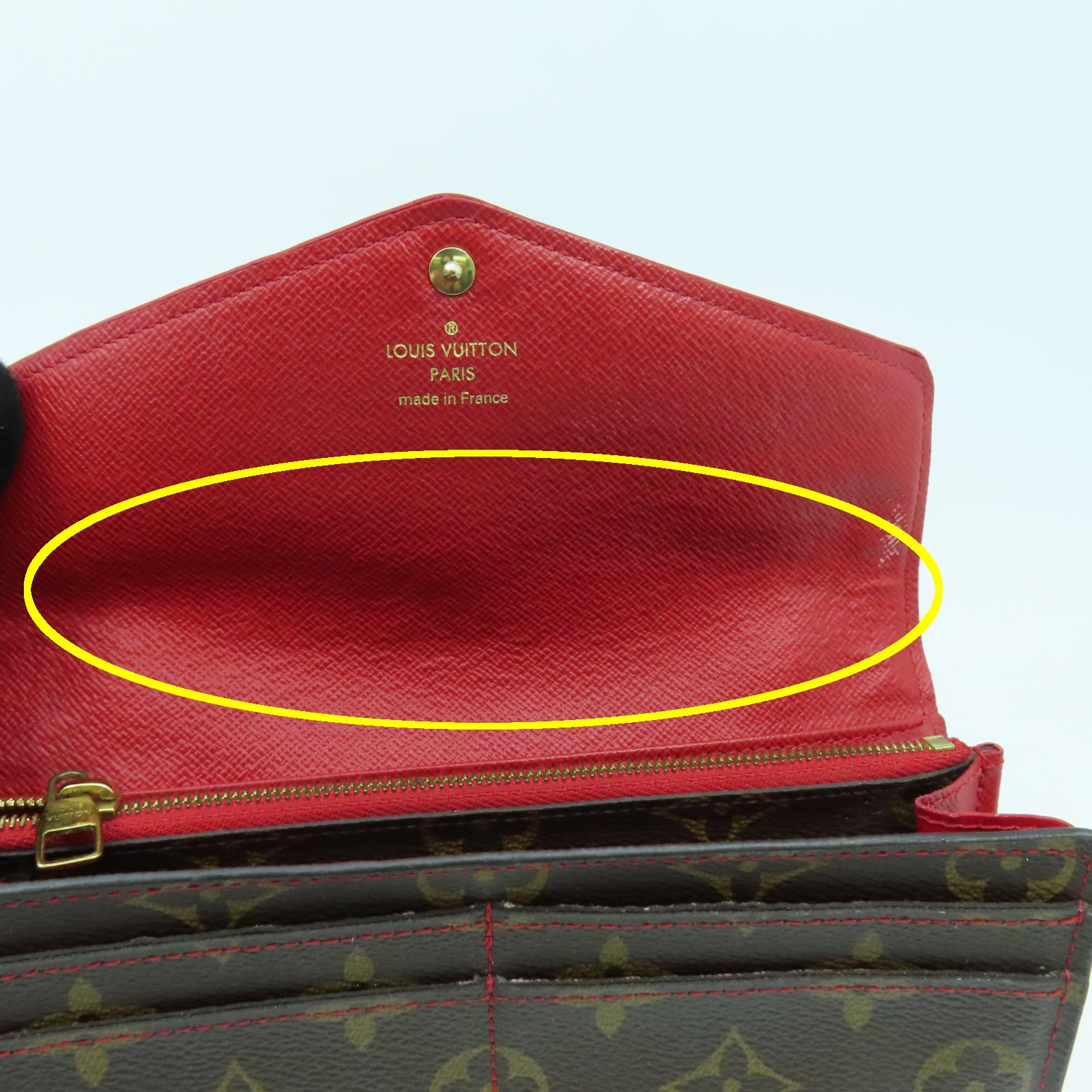 LOUIS VUITTON Monogram Sarah Wallet Retiro金扣長錢包啡色/紅色