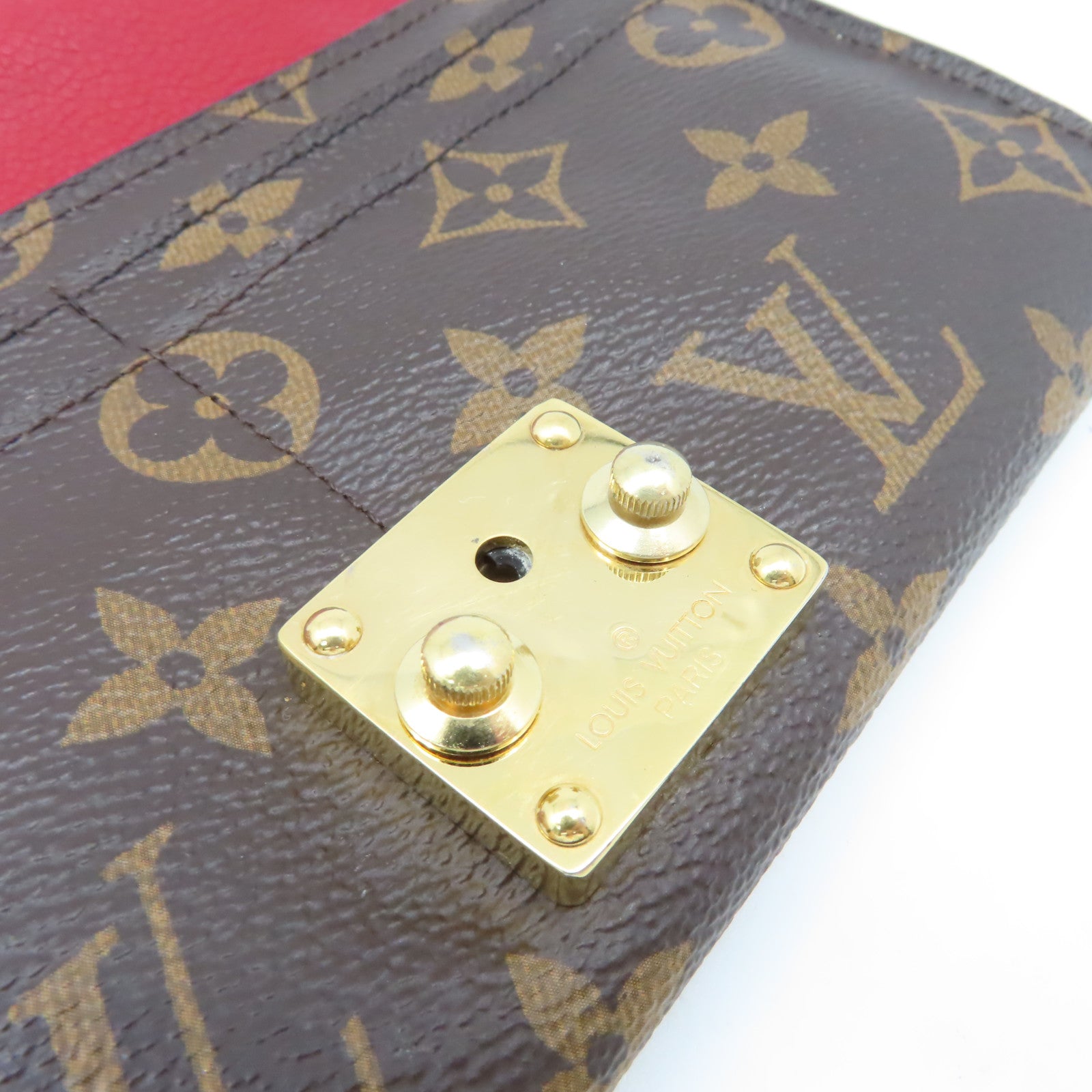LOUIS VUITTON 【激減優惠】Monogram Pallas Long Wallet金扣長錢包啡色/紅色