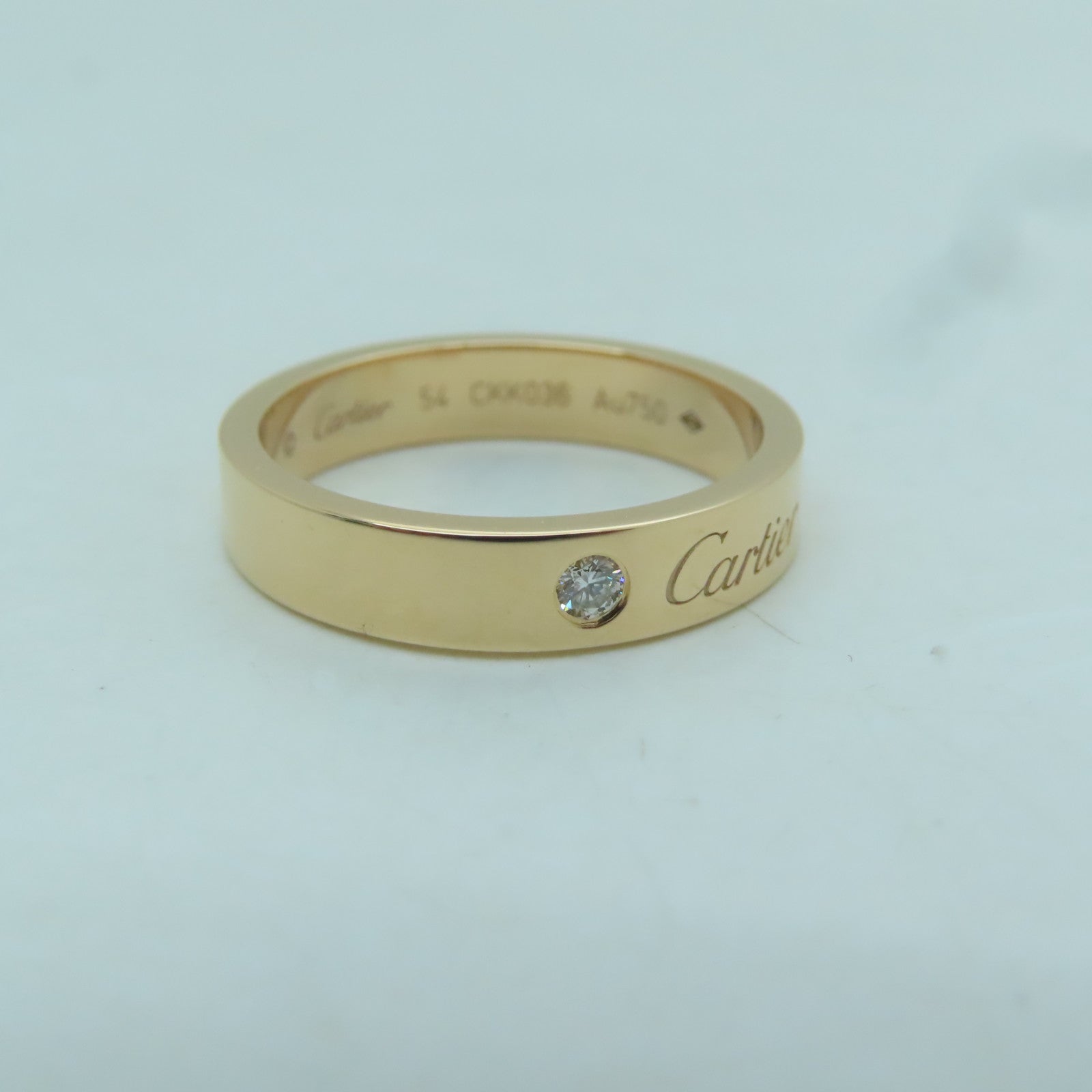 CARTIER 18K Rose Gold C DE Ring 1 Diamond Diamond Ring #54 US#7