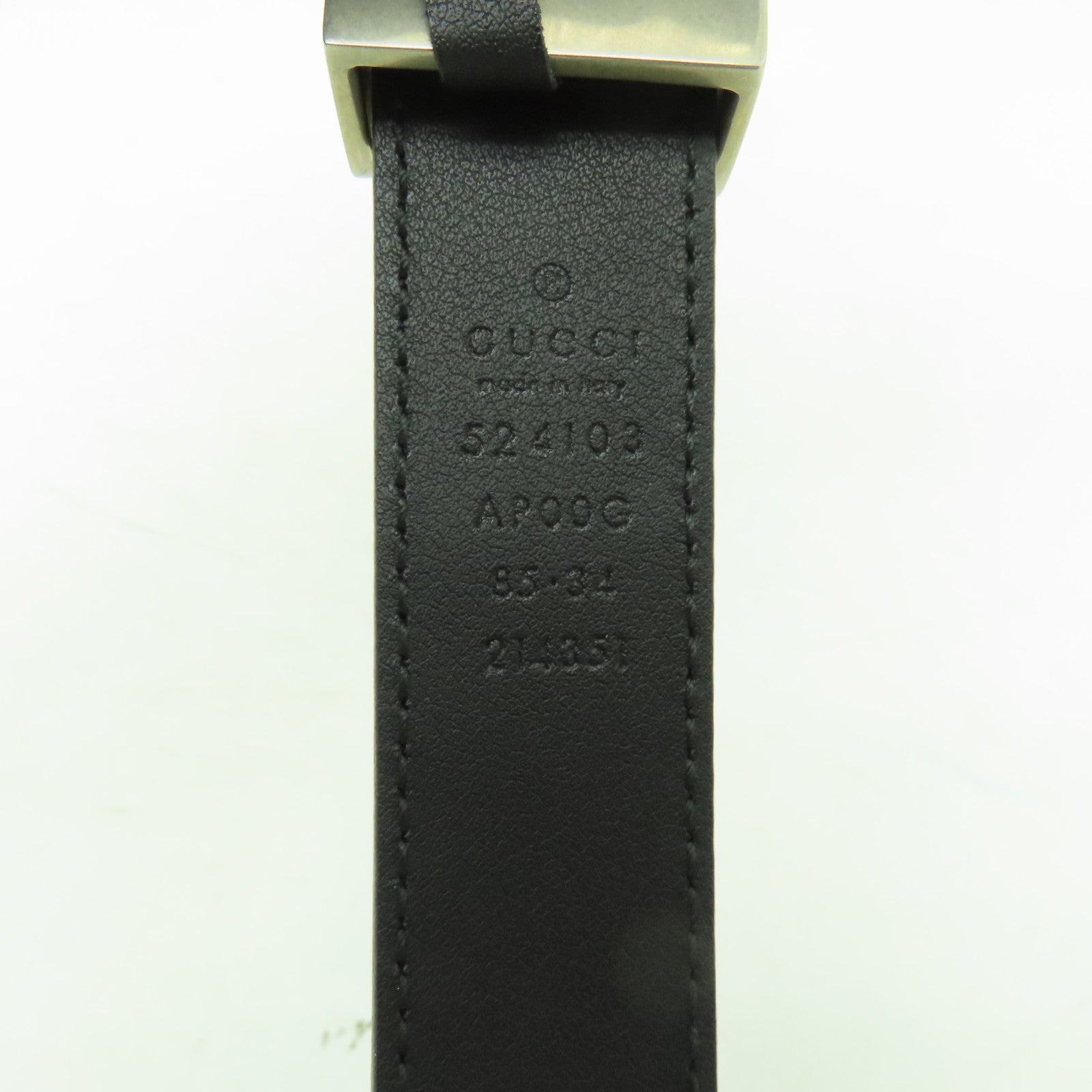 GUCCI 牛皮皮革Belt 85cm金扣皮帶黒色