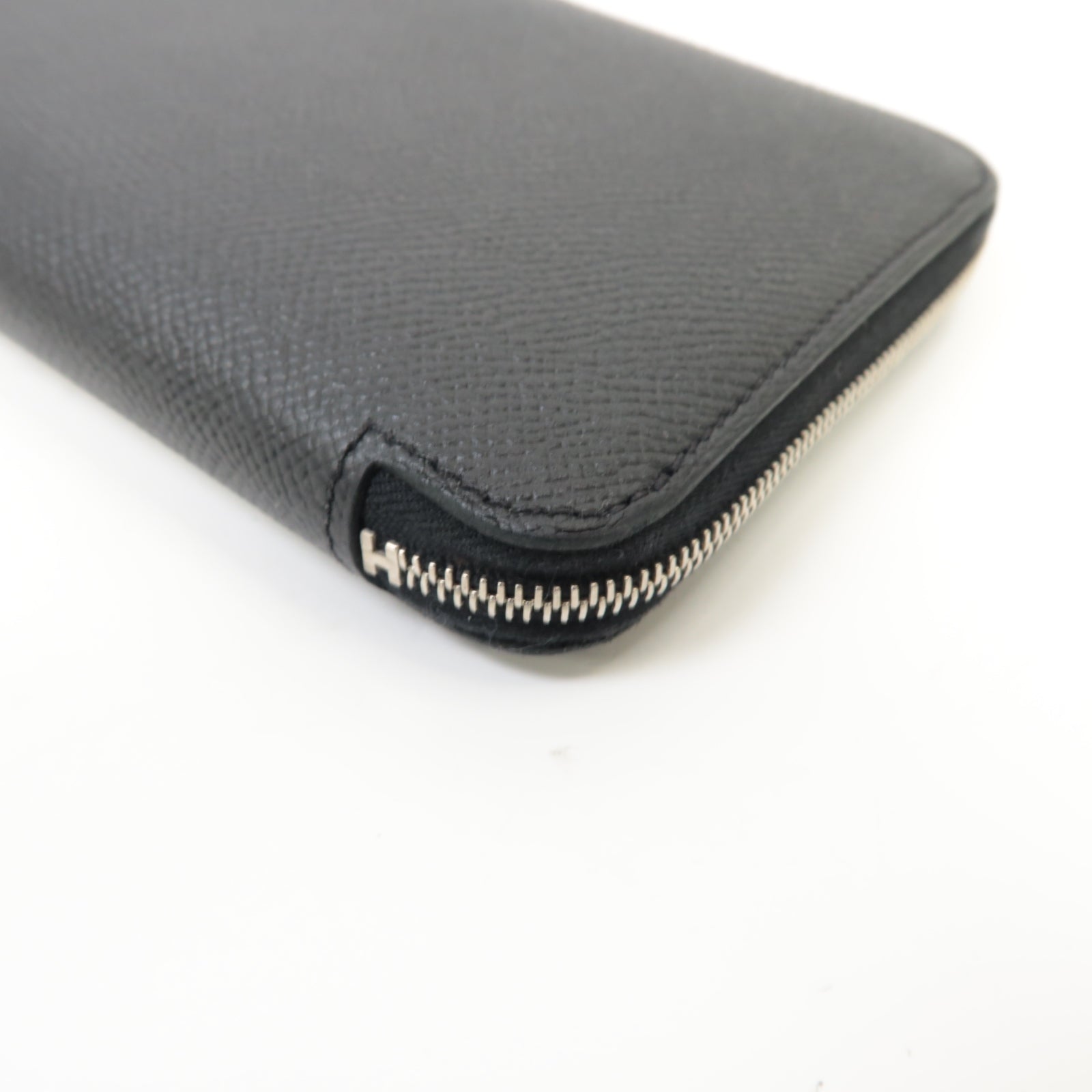 HERMES Epsom皮革Silk'In Long Wallet銀扣長錢包黑色