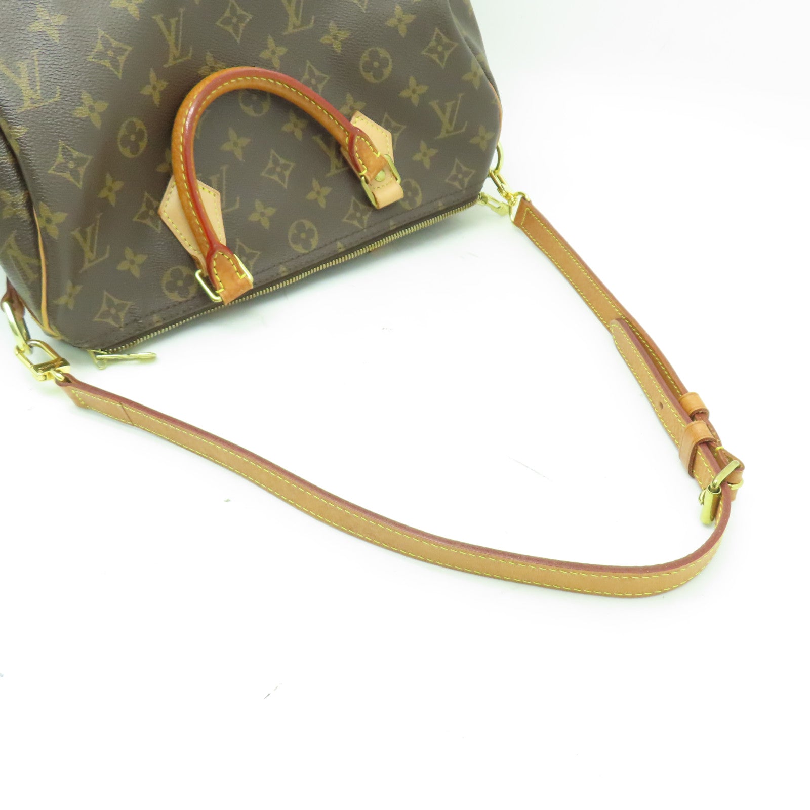 LOUIS VUITTON Monogram Speedy Bandouliere 30金扣手挽肩背兩用袋棕色