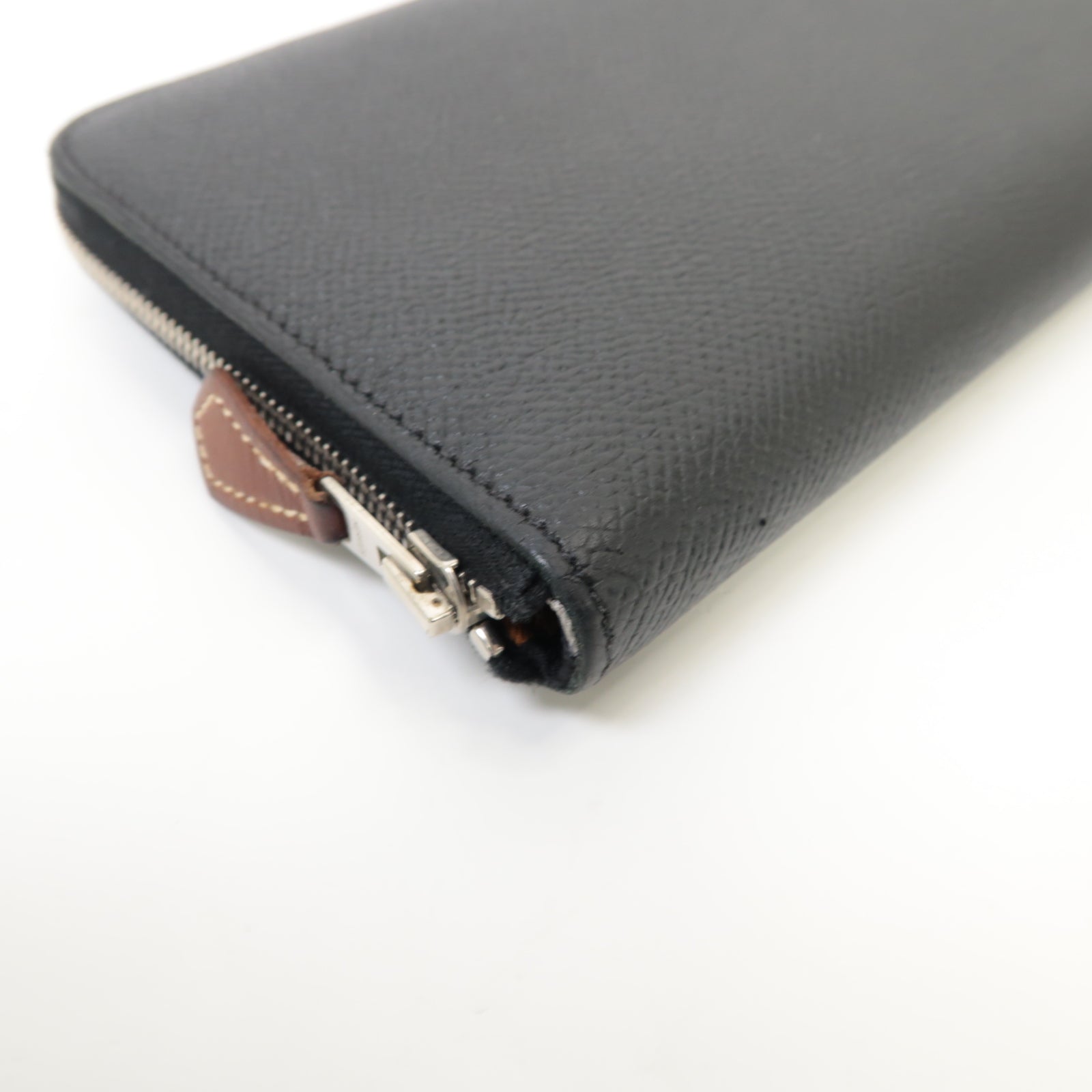 HERMES Epsom皮革Silk'In Long Wallet銀扣長錢包黑色