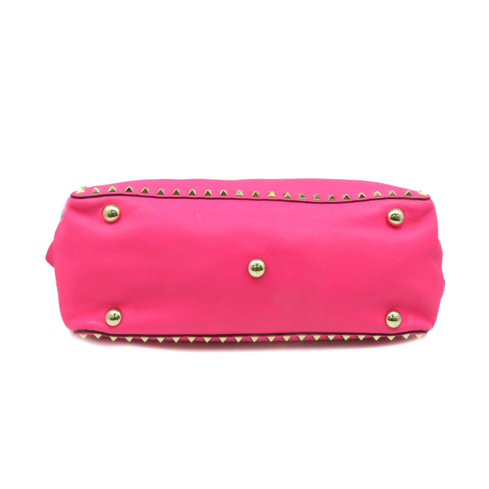 Valentino Sheepskin Leather Rock Studs 2Way Shoulder Bag Handle Shoulder Bag Pink