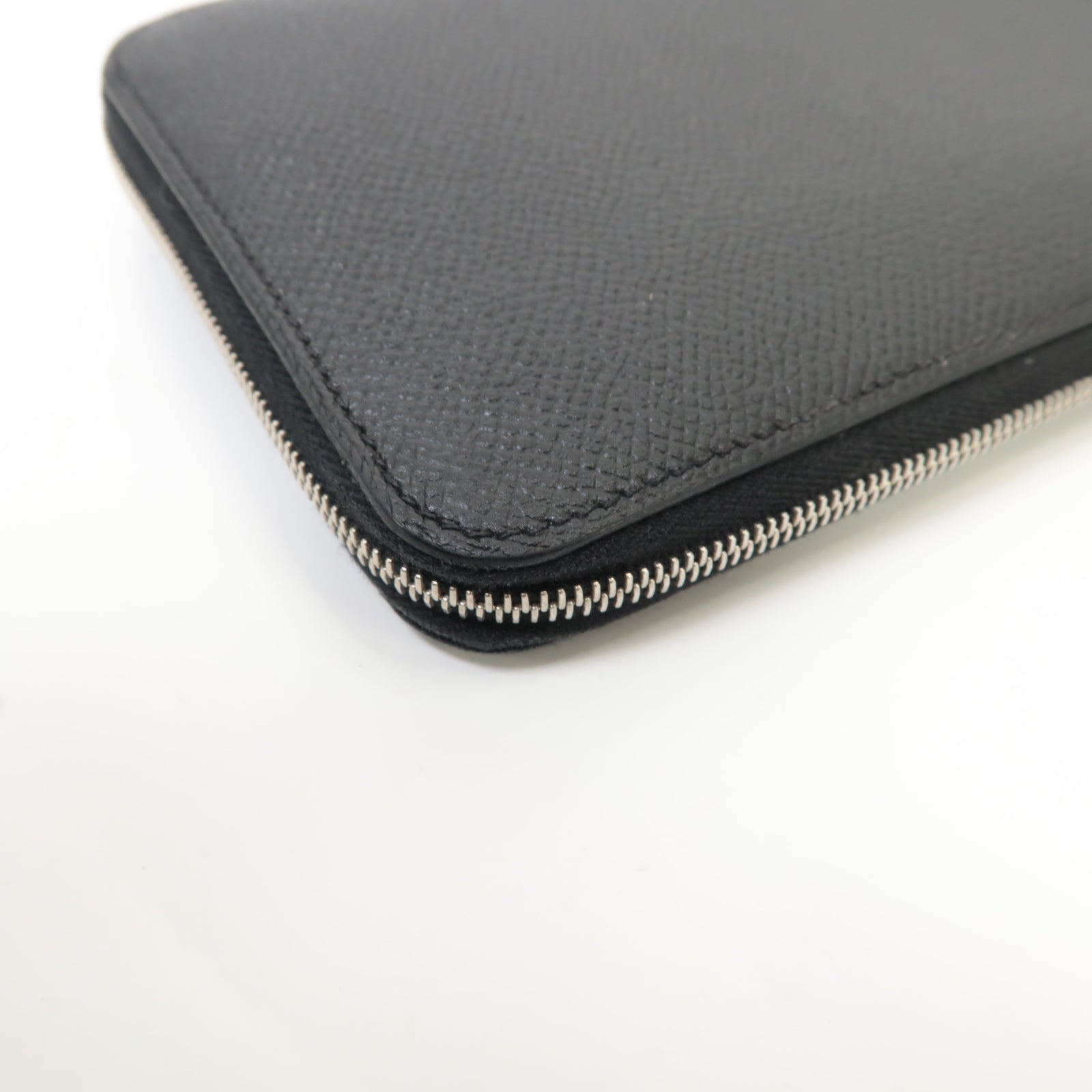 HERMES Epsom皮革Silk'In Long Wallet銀扣長錢包黑色