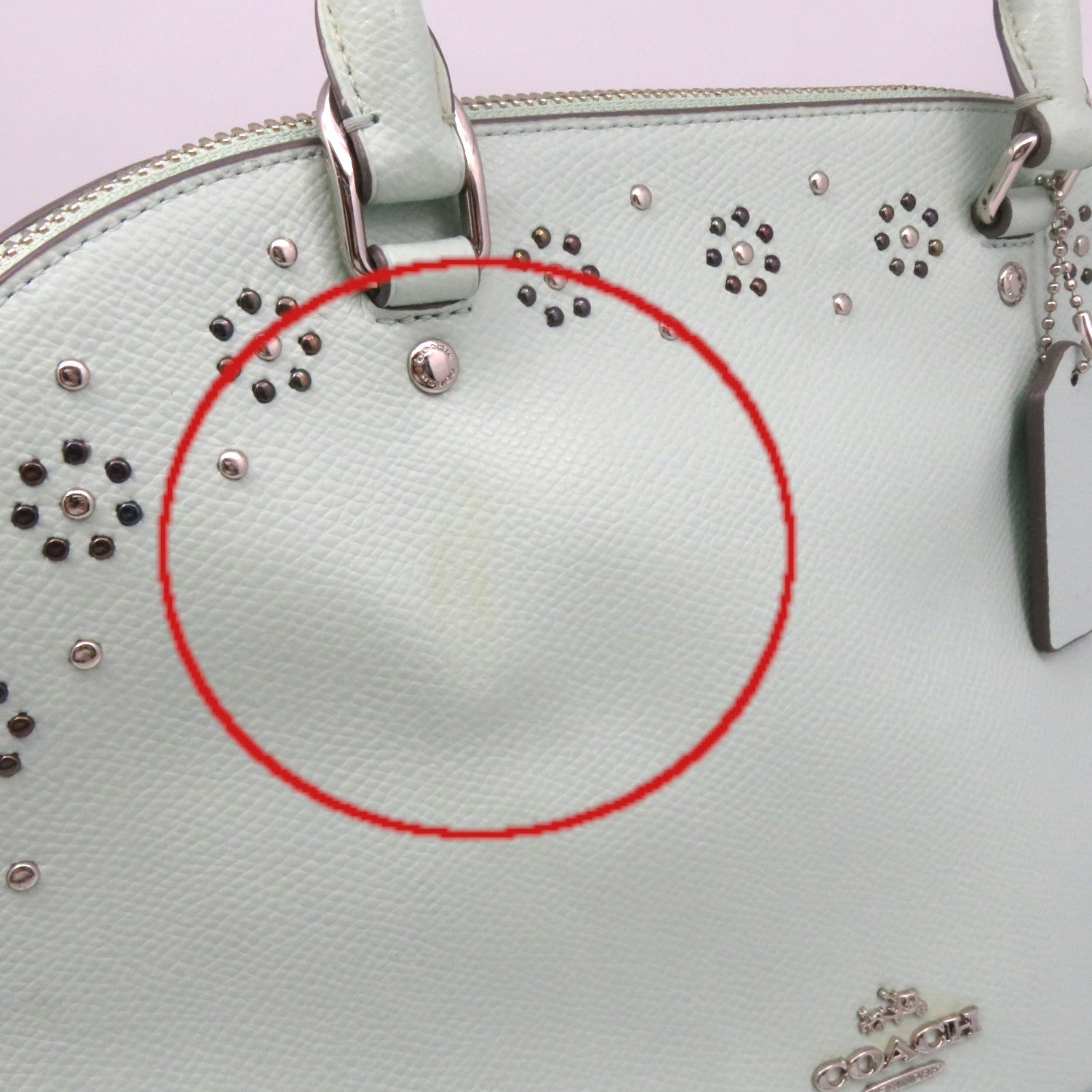 COACH 牛皮皮革2Way Shoulder Bag手挽肩背兩用袋湖綠色