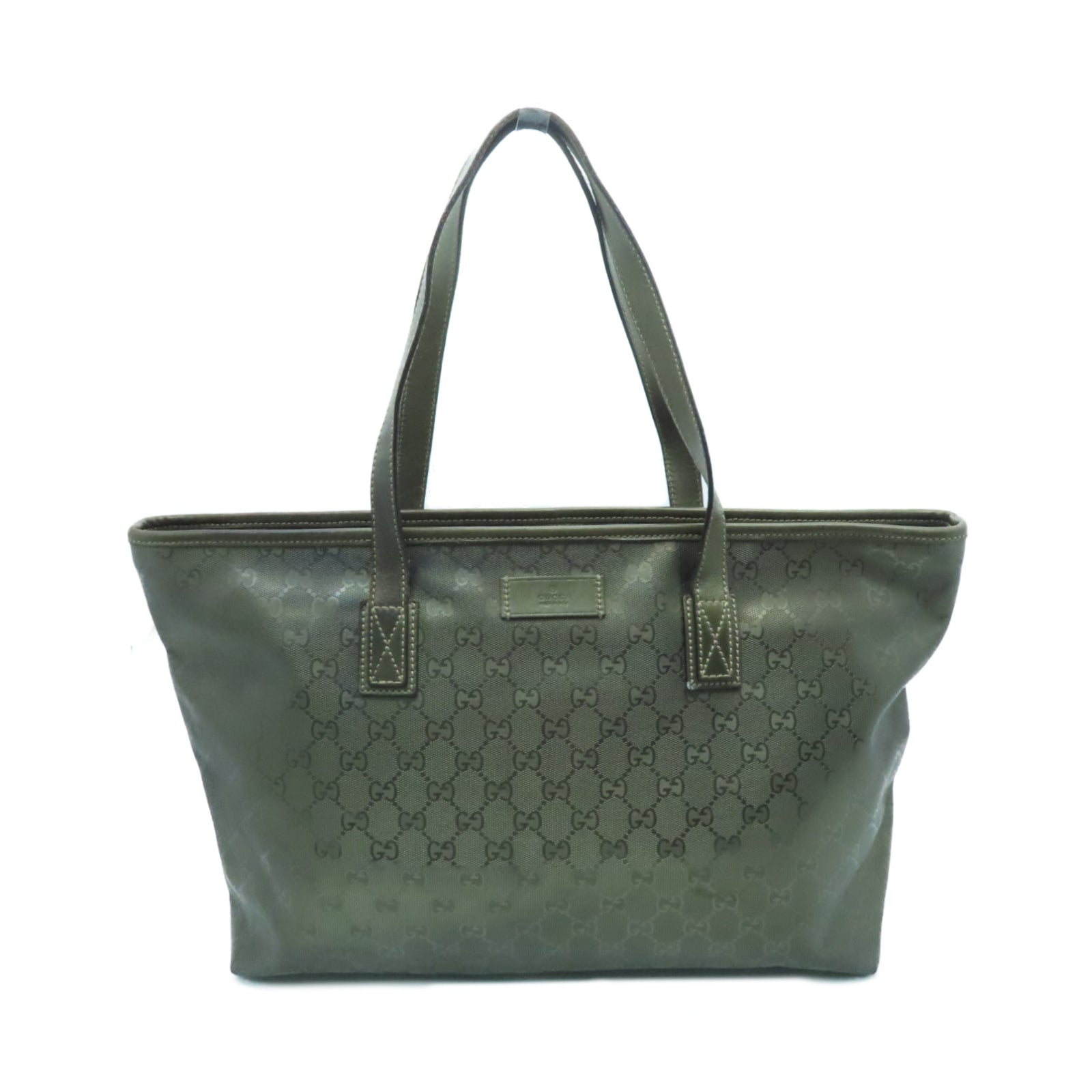 GUCCI Coated Canvas Tote Bag Silver Buckle Handle Shoulder Bag Gold