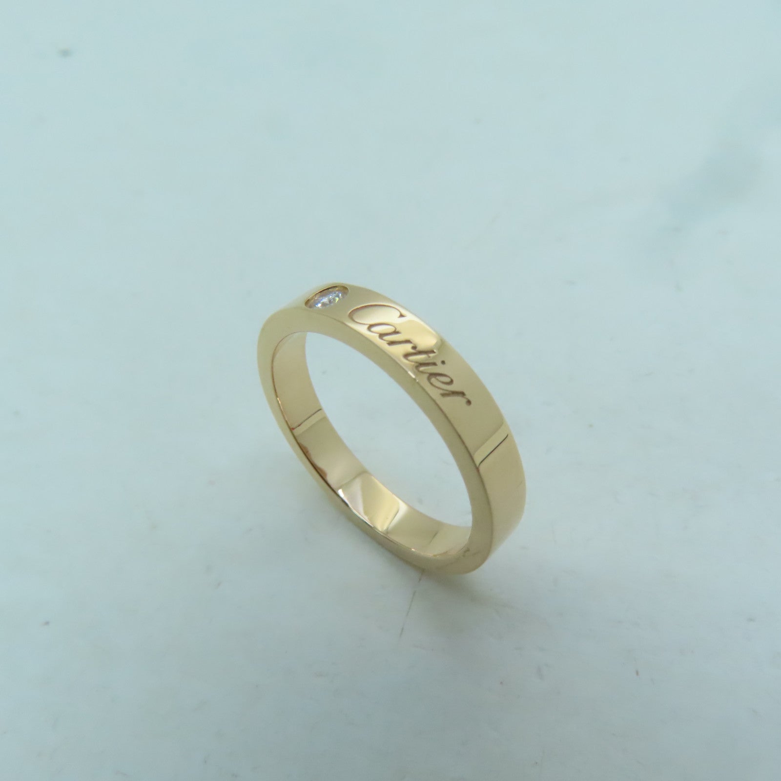 CARTIER 18K Rose Gold C DE Ring 1 Diamond Ring #49 US#5