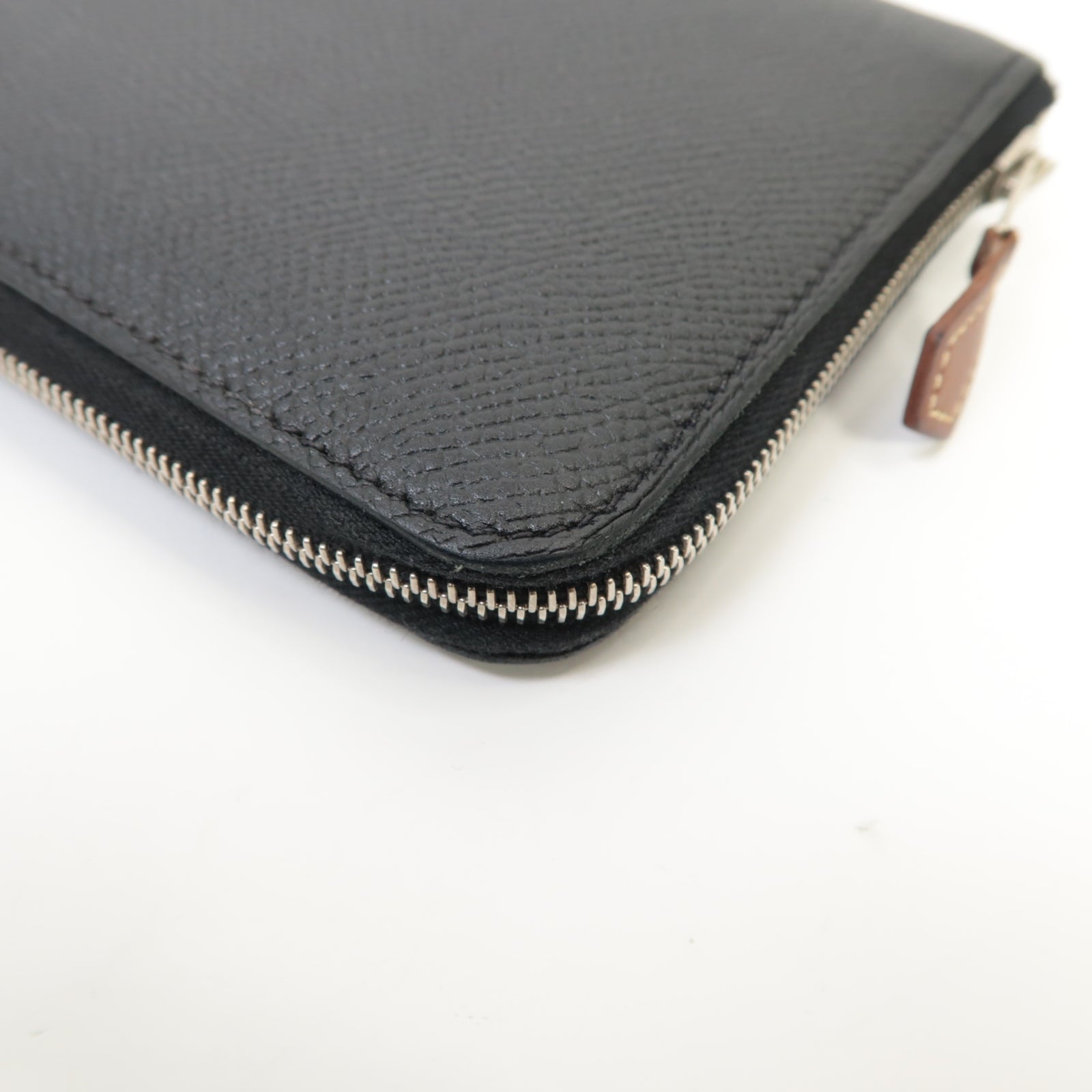 HERMES Epsom皮革Silk'In Long Wallet銀扣長錢包黑色