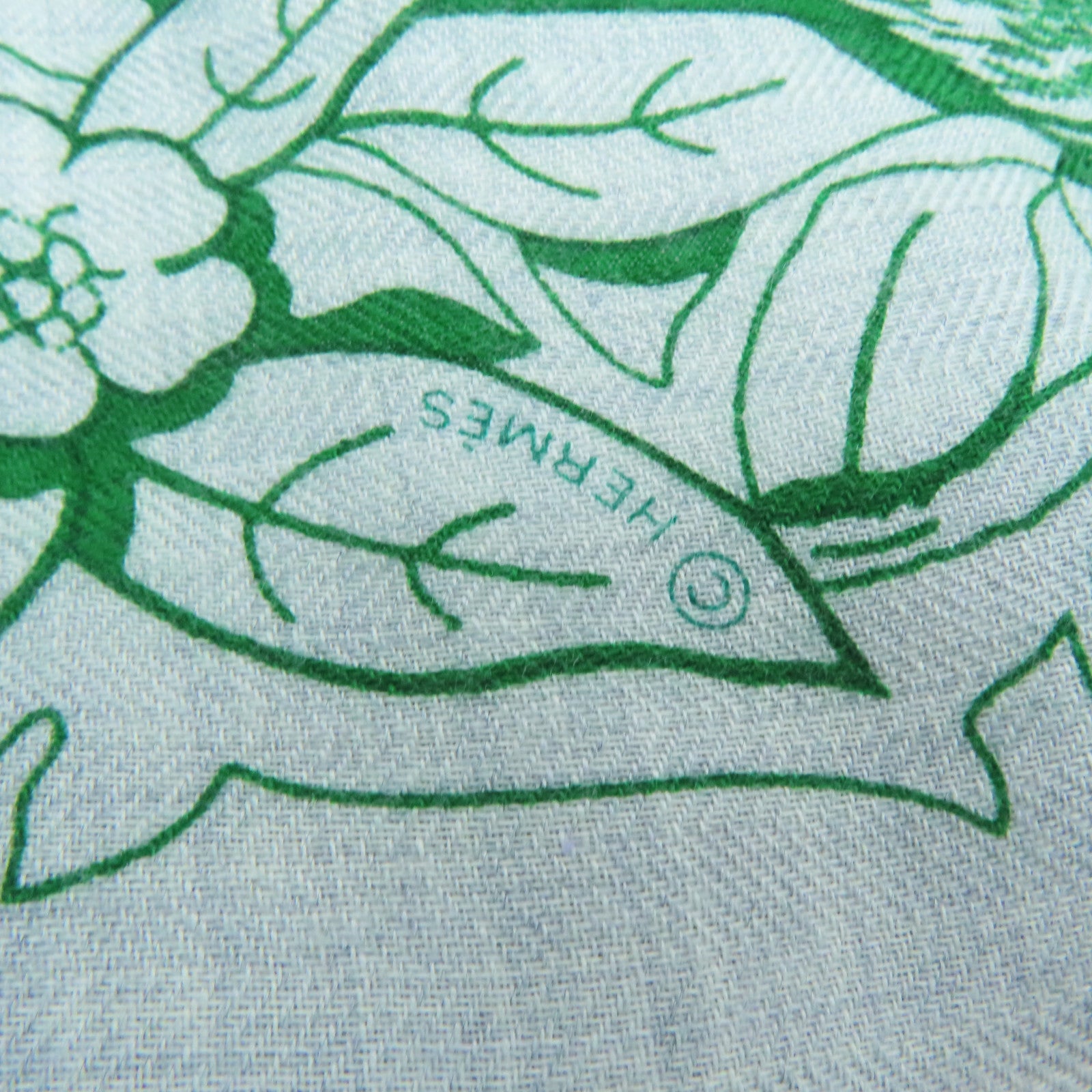 HERMES Cashmere/Silk Scarf Gray/Green