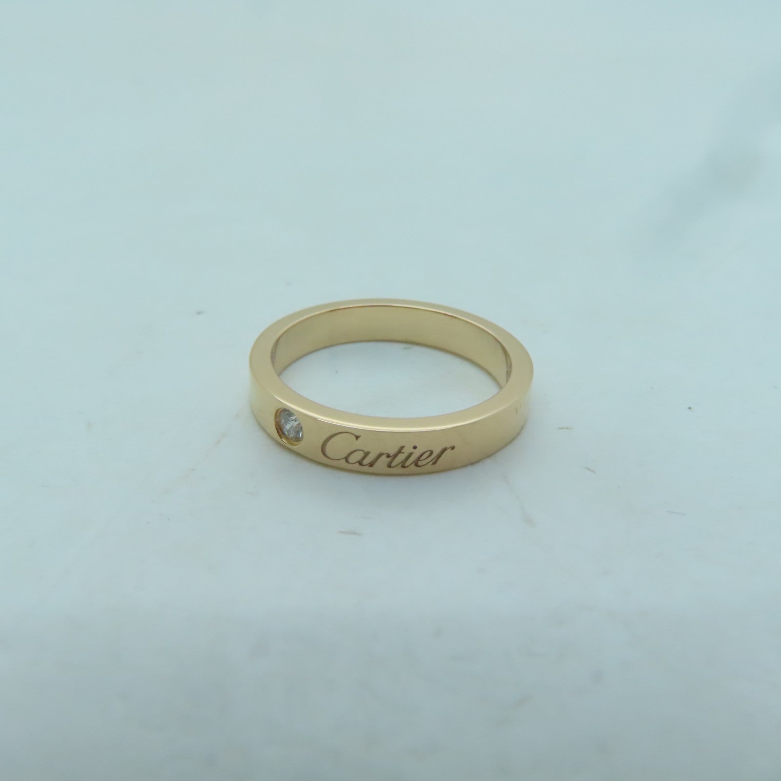 CARTIER 18K Rose Gold C DE Ring 1 Diamond Ring #49 US#5