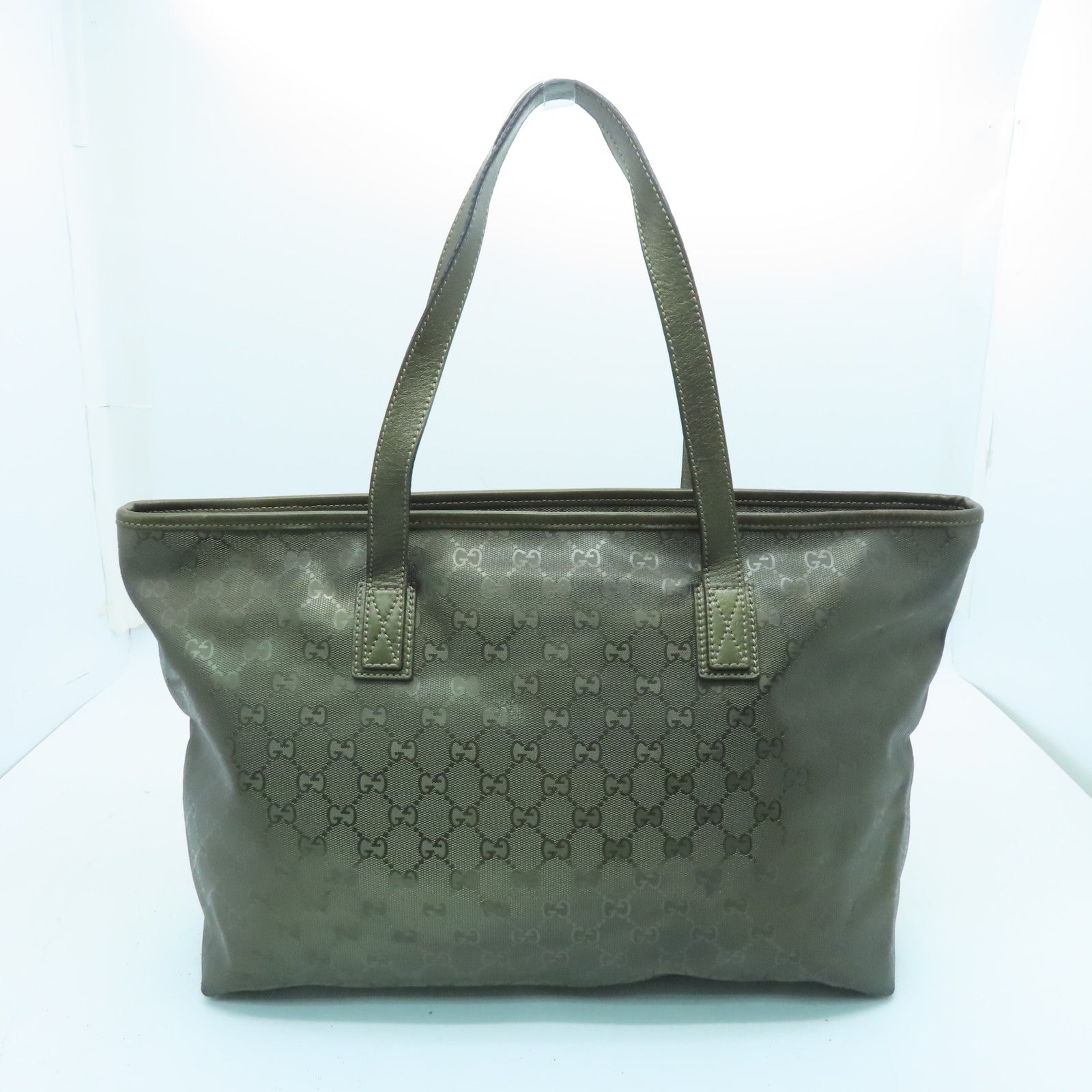 GUCCI Coated Canvas Tote Bag Silver Buckle Handle Shoulder Bag Gold