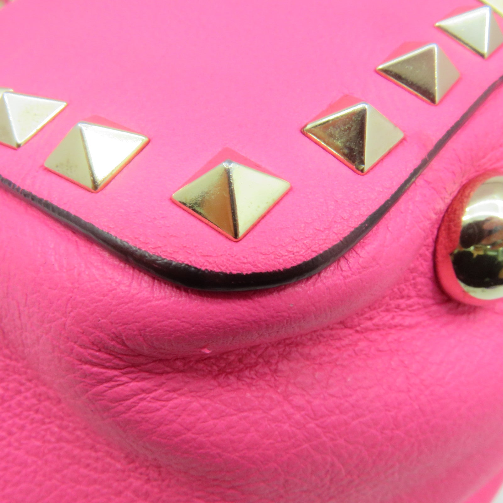 Valentino Sheepskin Leather Rock Studs 2Way Shoulder Bag Handle Shoulder Bag Pink