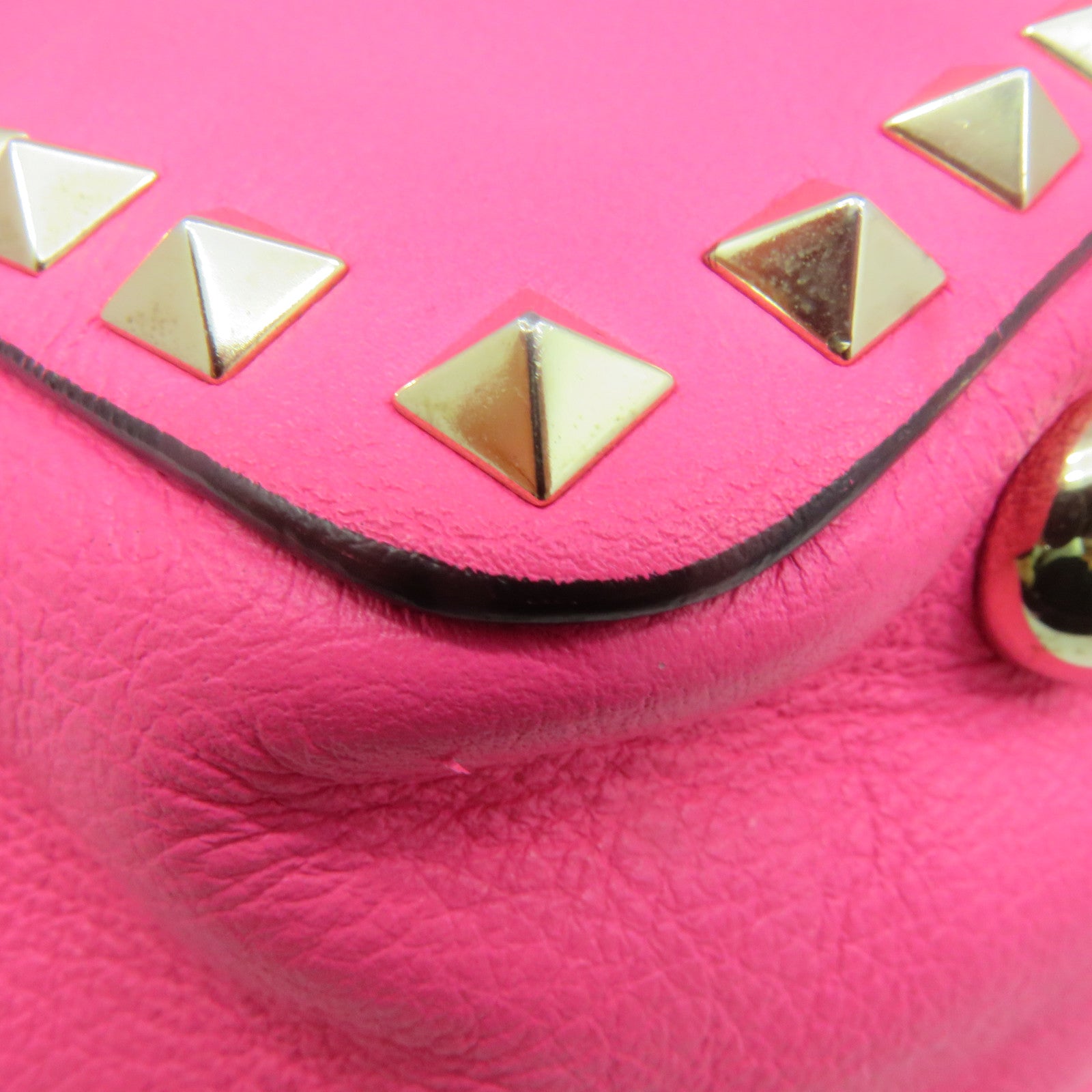 Valentino Sheepskin Leather Rock Studs 2Way Shoulder Bag Handle Shoulder Bag Pink