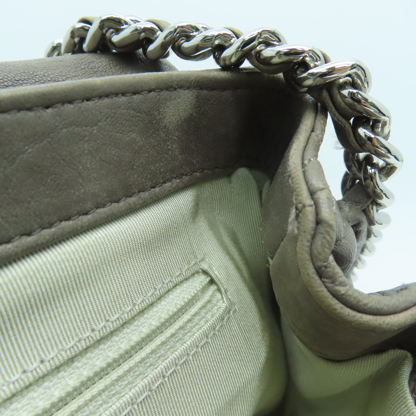 CHANEL 【激減優惠】菱格羊皮皮革Chain Shoulder Bag銀扣肩背袋啡色