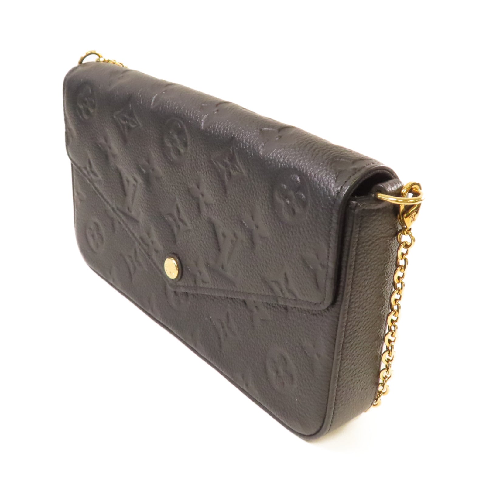 LOUIS VUITTON Monogram Empreinte Felicie Pochette Shoulder Bag金扣鏈帶肩背袋黑色