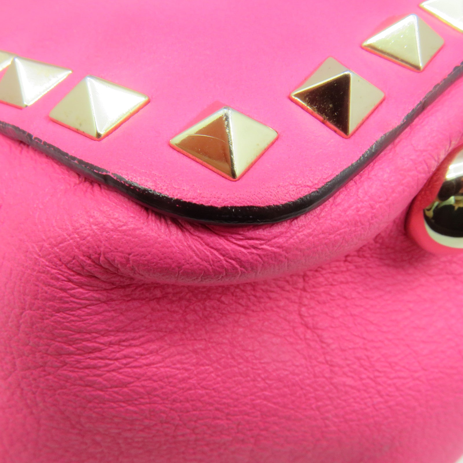 Valentino Sheepskin Leather Rock Studs 2Way Shoulder Bag Handle Shoulder Bag Pink
