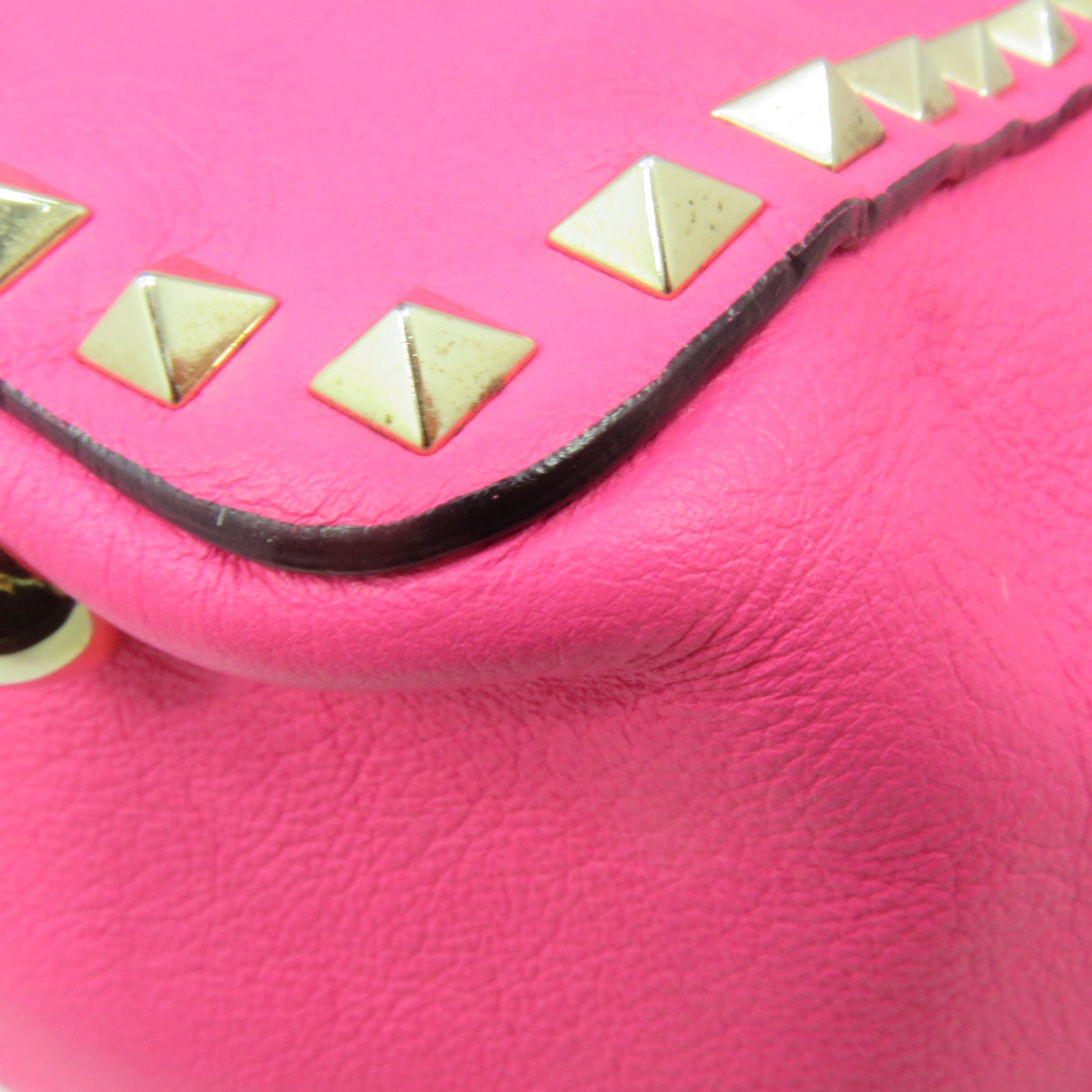 Valentino Sheepskin Leather Rock Studs 2Way Shoulder Bag Handle Shoulder Bag Pink
