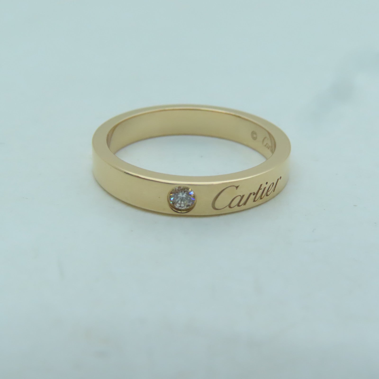 CARTIER 18K Rose Gold C DE Ring 1 Diamond Ring #49 US#5