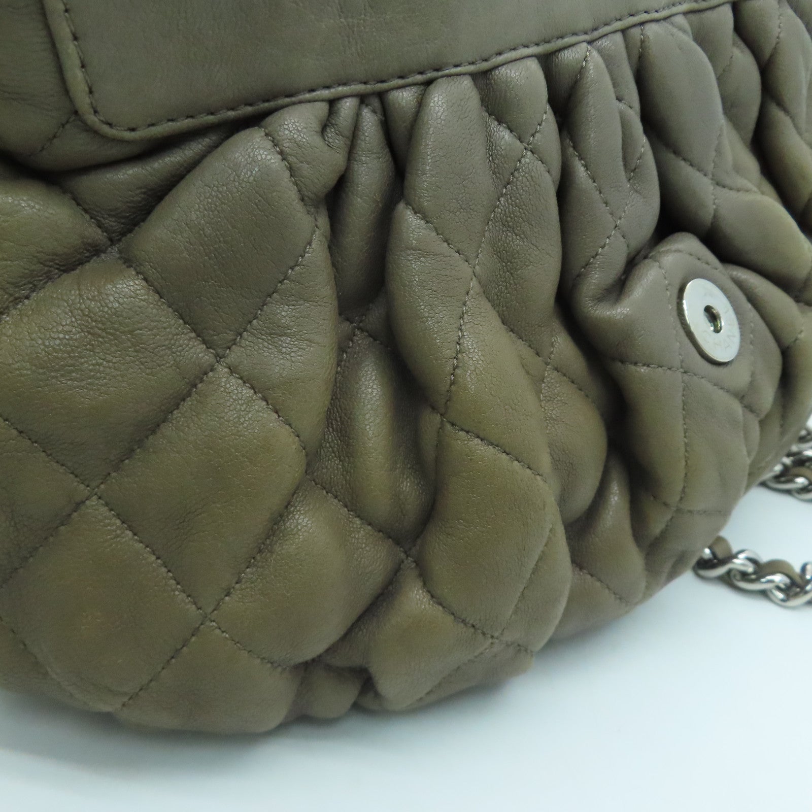 CHANEL 【激減優惠】菱格羊皮皮革Chain Shoulder Bag銀扣肩背袋啡色