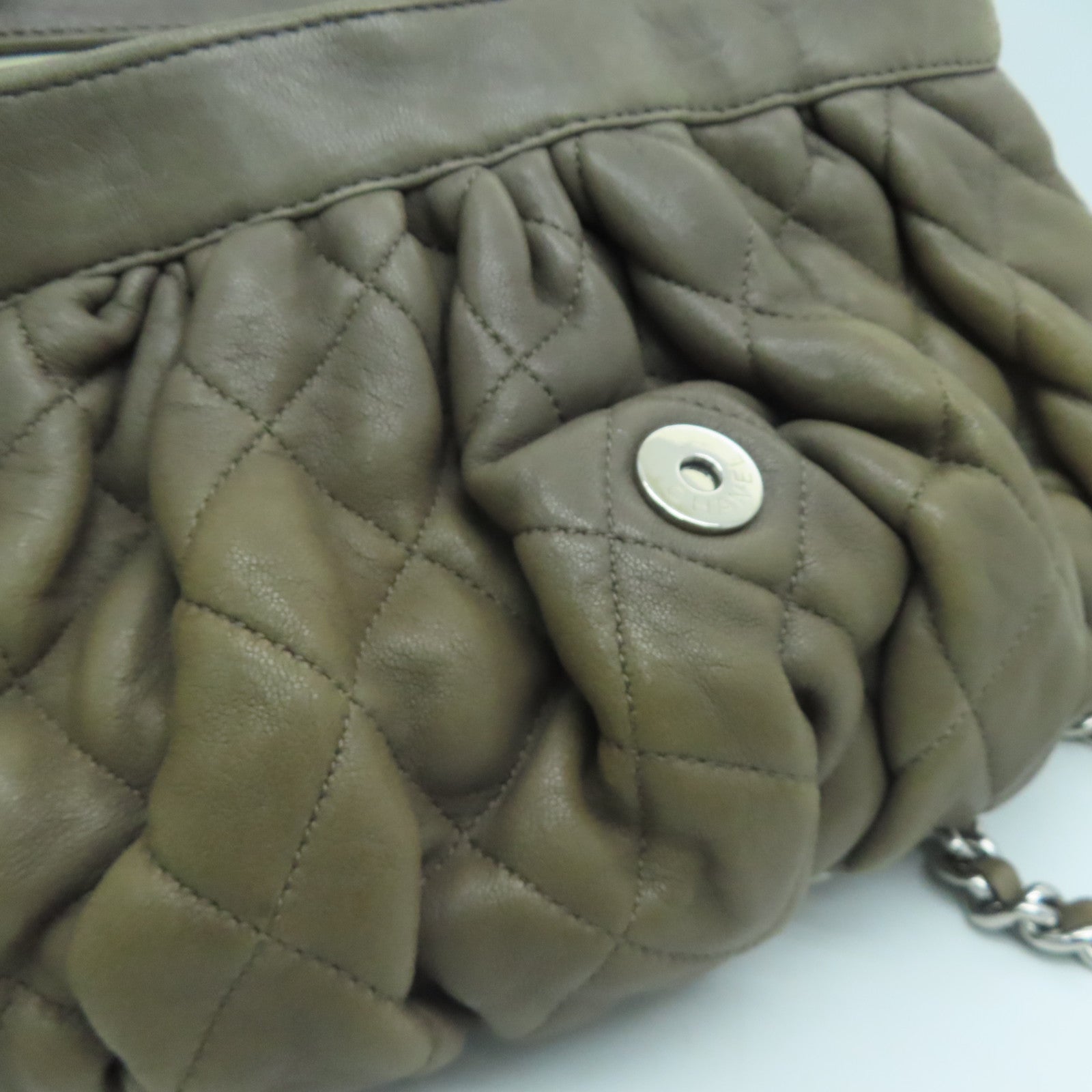 CHANEL 【激減優惠】菱格羊皮皮革Chain Shoulder Bag銀扣肩背袋啡色
